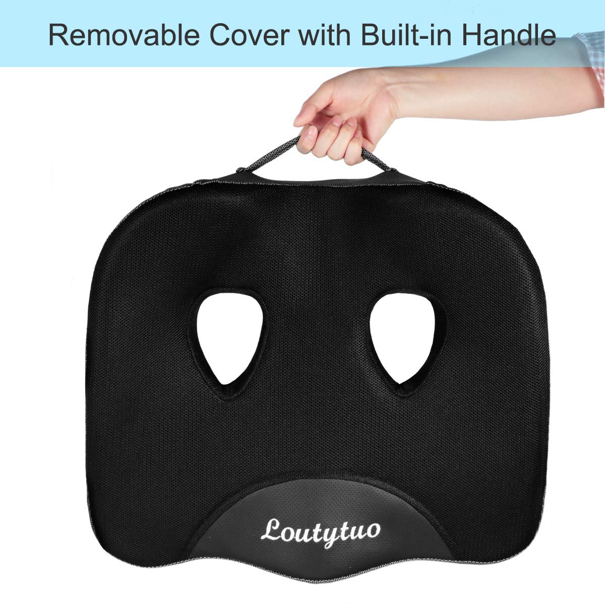 LOUTYTUO Seat Cushion Pillow,100% Memory Foam and Washable Cover,for Office Chair,Car Seat and Wheelchair,Tailbone & Sciatica & Back Pain Relief