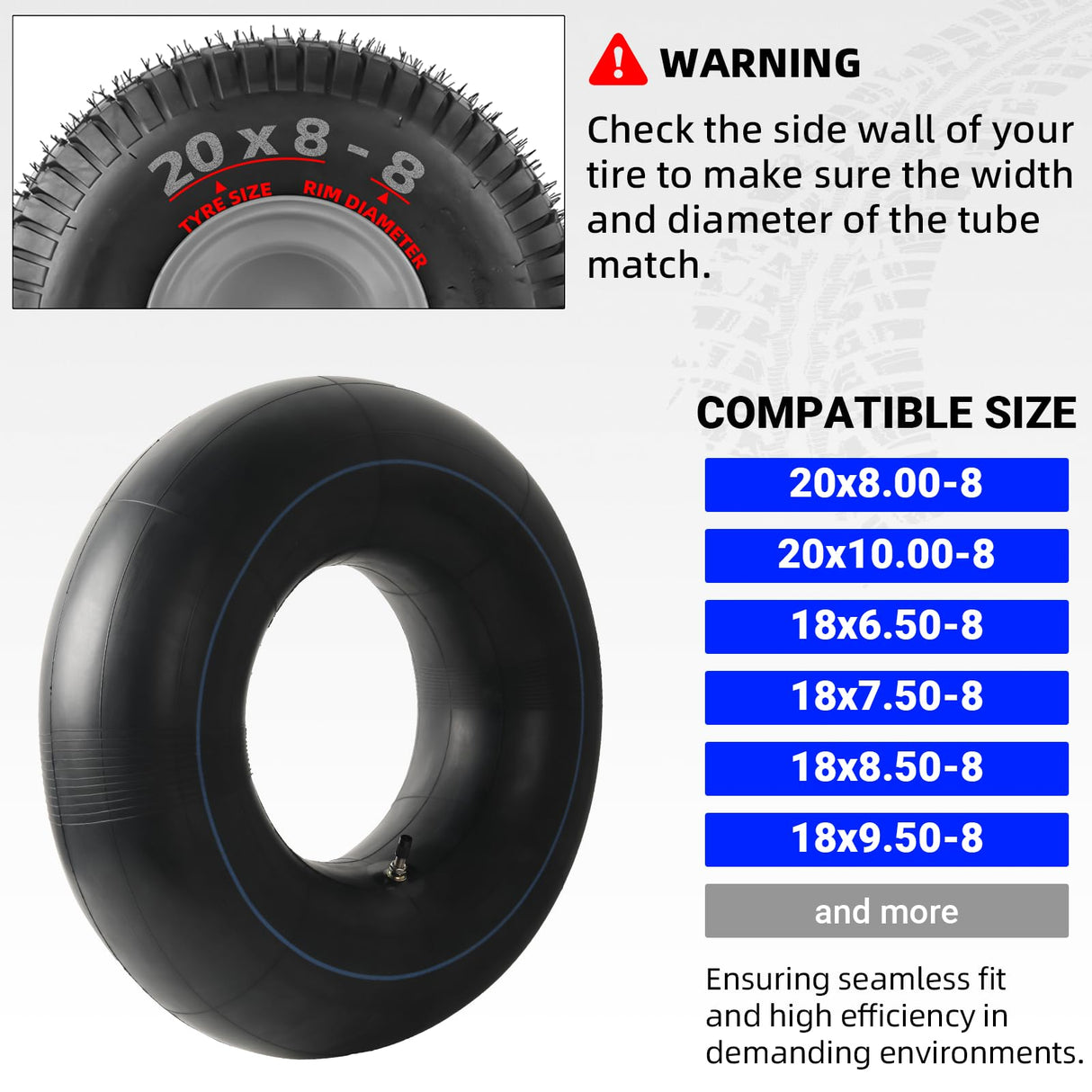 AR-PRO Replacement 20x8.00-8, 20x10.00-8 Inner Tubes for ATV UTV, Lawn Tractor, Garden Trailer, Golf Cart, Snow Blowers - with TR4 Straight Valve Stems - Made from Durable Butyl Rubber