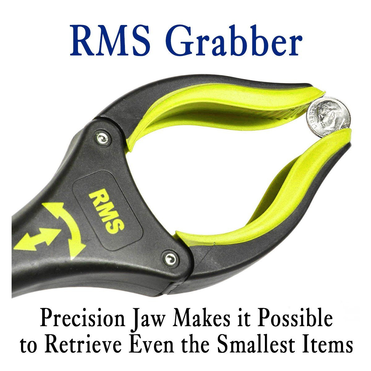 RMS 2-Pack 34 Inch Extra Long Grabber Reacher with Rotating Jaw - Mobility Aid Reaching Assist Tool (Yellow)