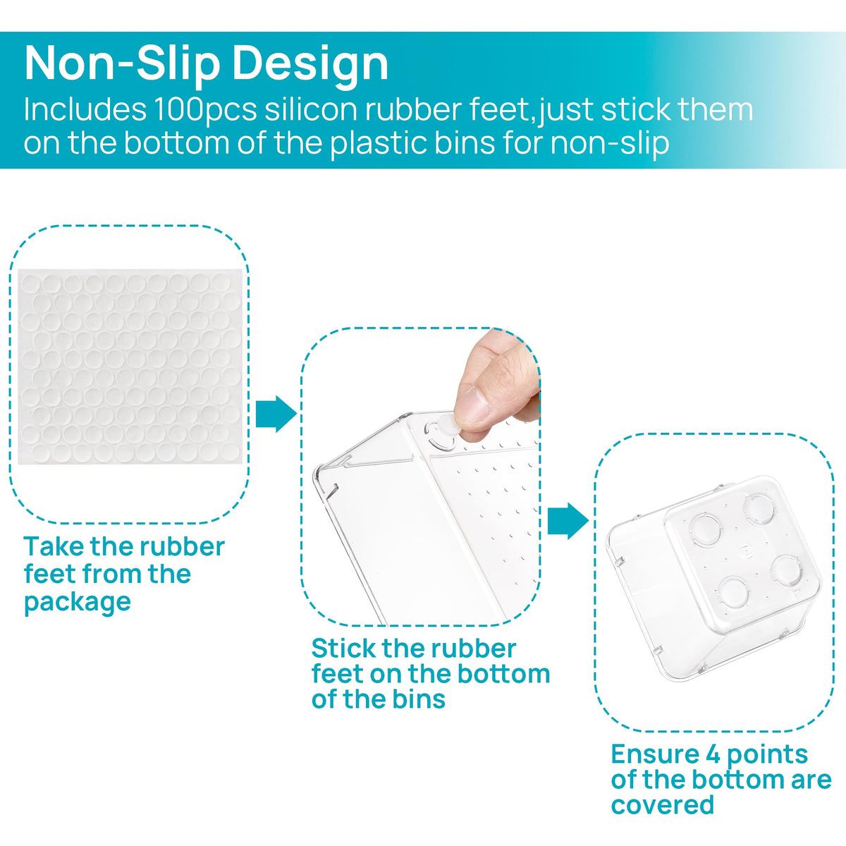 Vtopmart 25 Pack Clear Plastic Drawer Organizers with Non-slip Rubber Pads