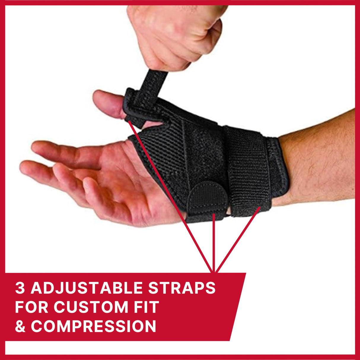 MUELLER Sports Medicine Adjust-to-Fit Thumb Brace, Spica Splint, Thumb Pain Relief Stabilizer for Men and Women, Ideal for De Quervain's Tenosynovitis, Arthritis, Sprains, Fits Right or Left, Black, One Size