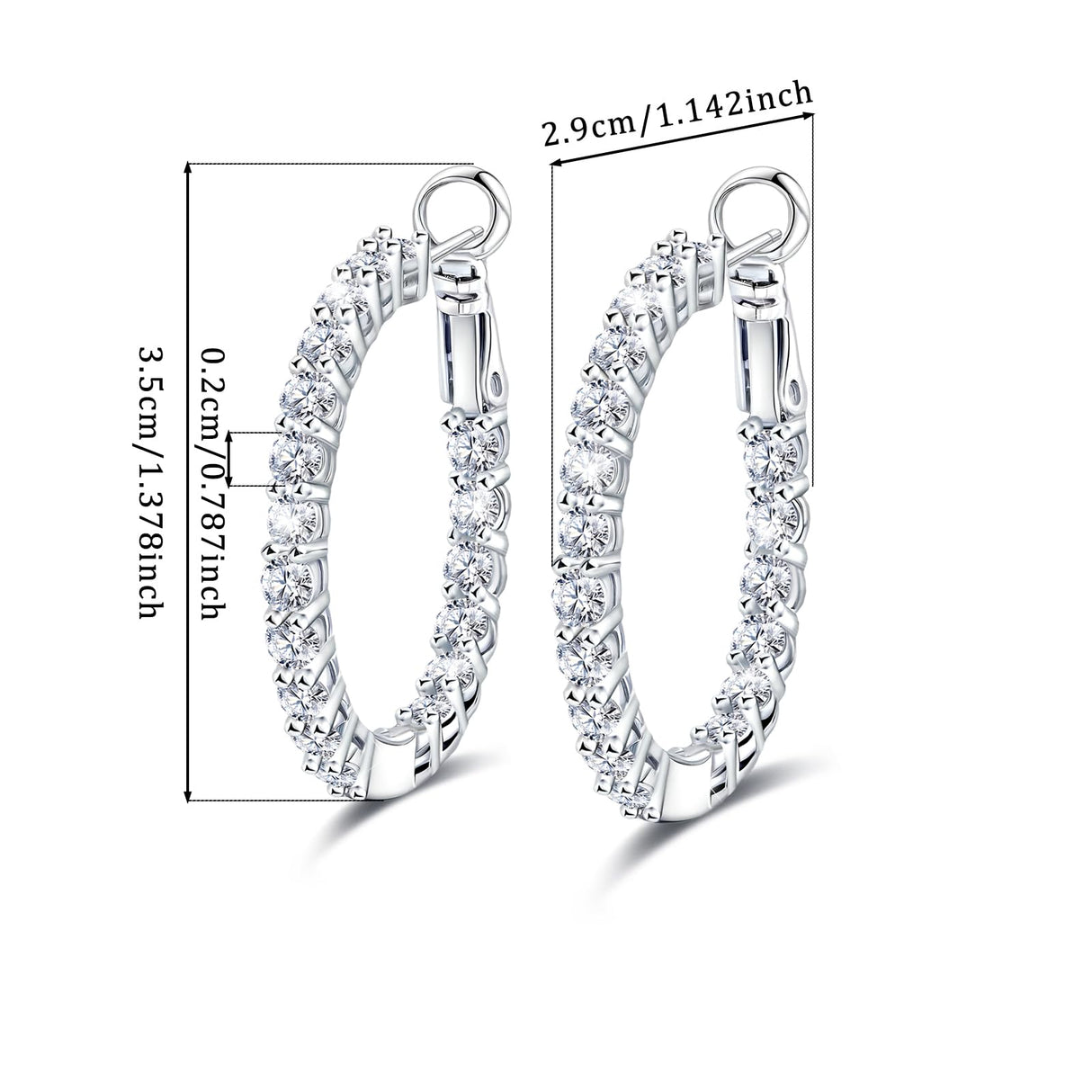 Sterling Silver Large Hoop Earrings for Women - Hypoallergenic Cubic Zirconia Loop Earrings for Ladies for Sensitive Ears Lightweight Fashion Huggie Earrings,30MM,for Her for Christmas Birthday Gifts