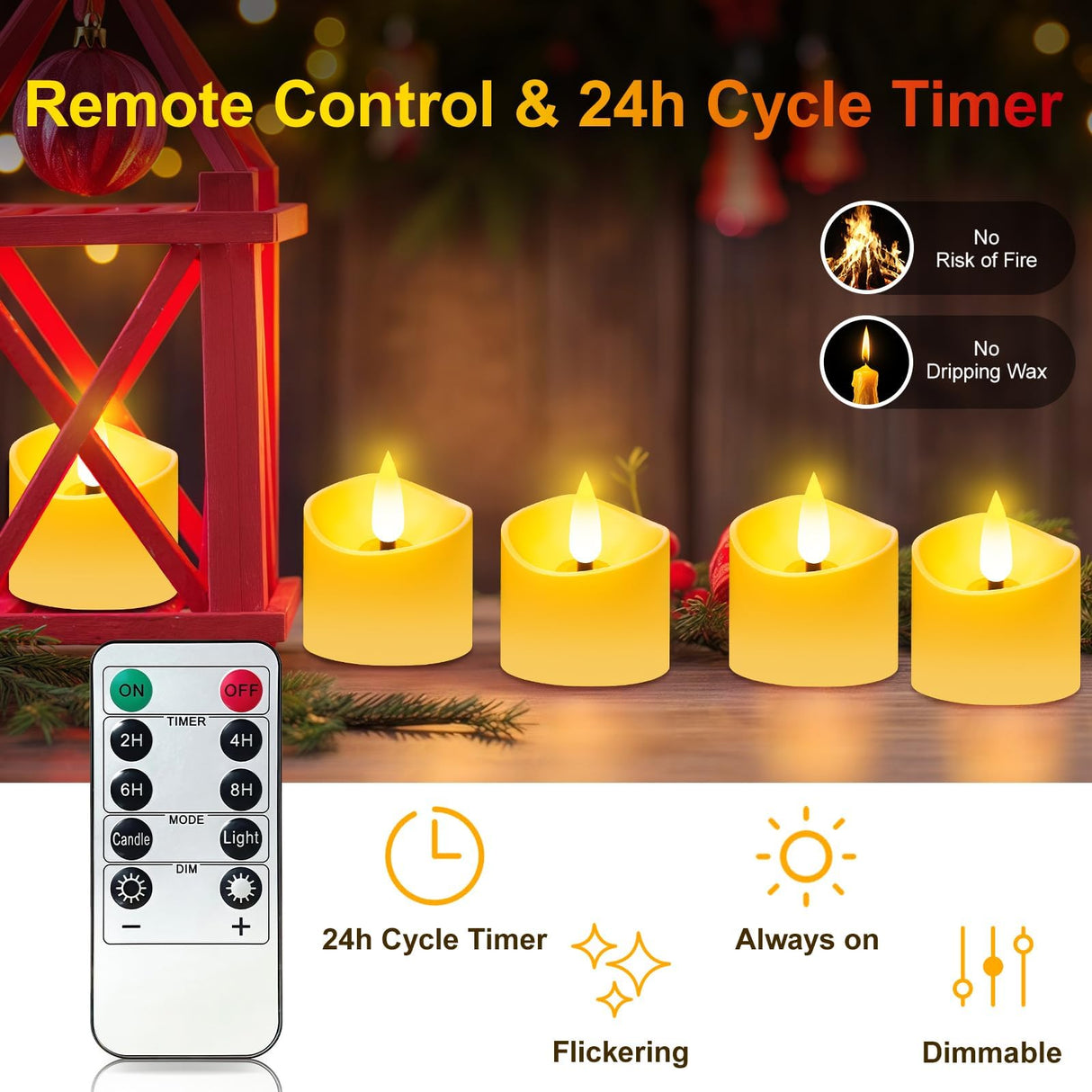 YiaMia 12 Pack Upgraded Rechargeable Tea Lights with Magnetic Wireless Charging Base, Flameless LED Candles with Remote and Timer, 100+H Battery Operated Candles for Votive Wedding Halloween Christmas