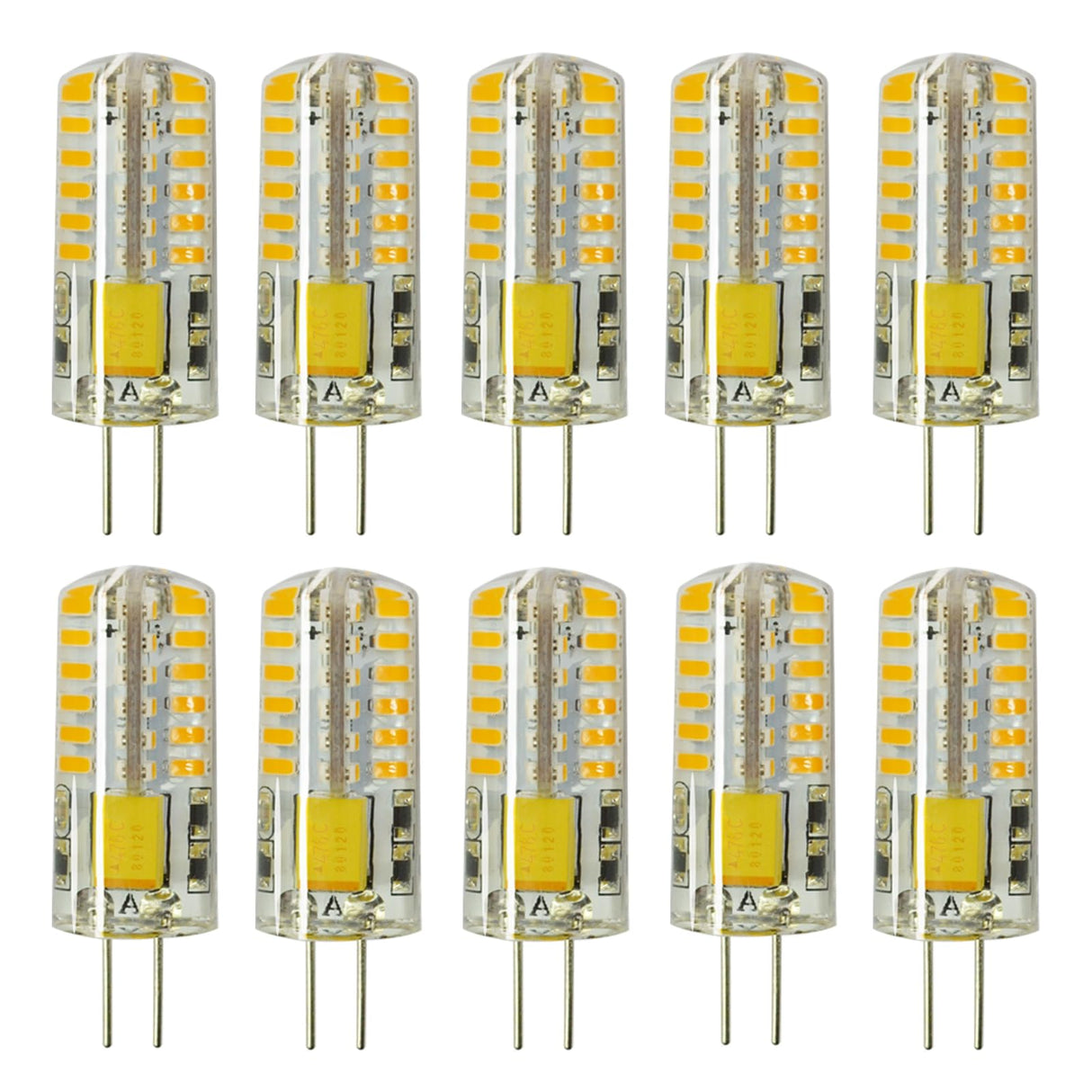RAYHOO 10pcs G4 LED Bulbs JC Bi-Pin Base Light Bulbs 3W AC/DC 12V 20W-30W T3 Halogen Bulb Replacement Landscape Bulbs(Warm White 3000K)