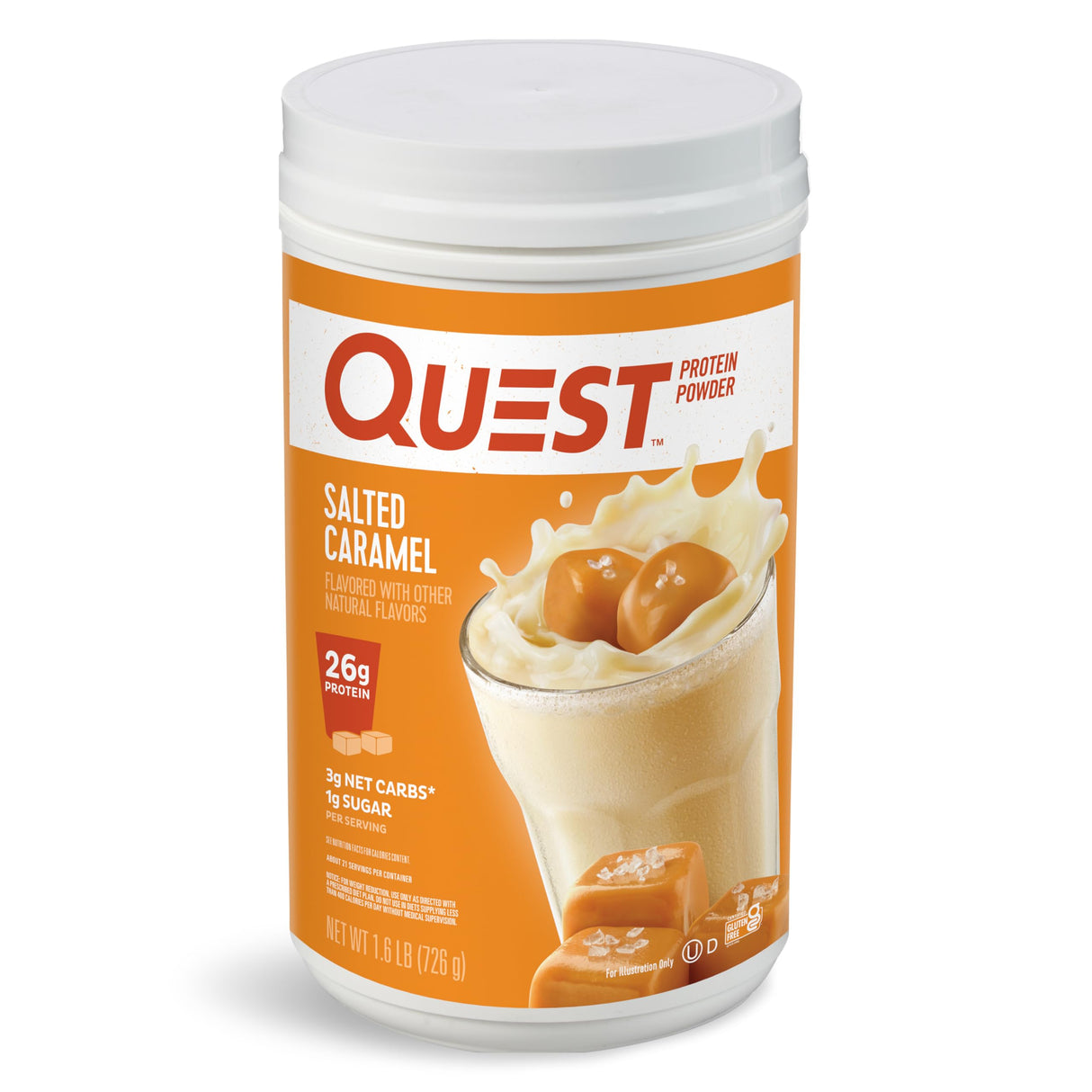Quest Nutrition Salted Caramel Protein Powder, 26g Protein, 1g Sugar, Low Carb, Gluten Free, 1.6 Pounds, 24 Servings
