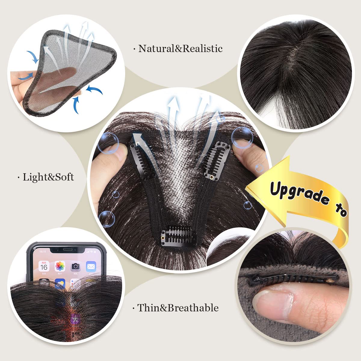 Aimeolyn Hair Toppers for Women Real Human Hair Upgrade Lace Base No Bangs Top Hair Pieces Premium Remy Toppers 12inch