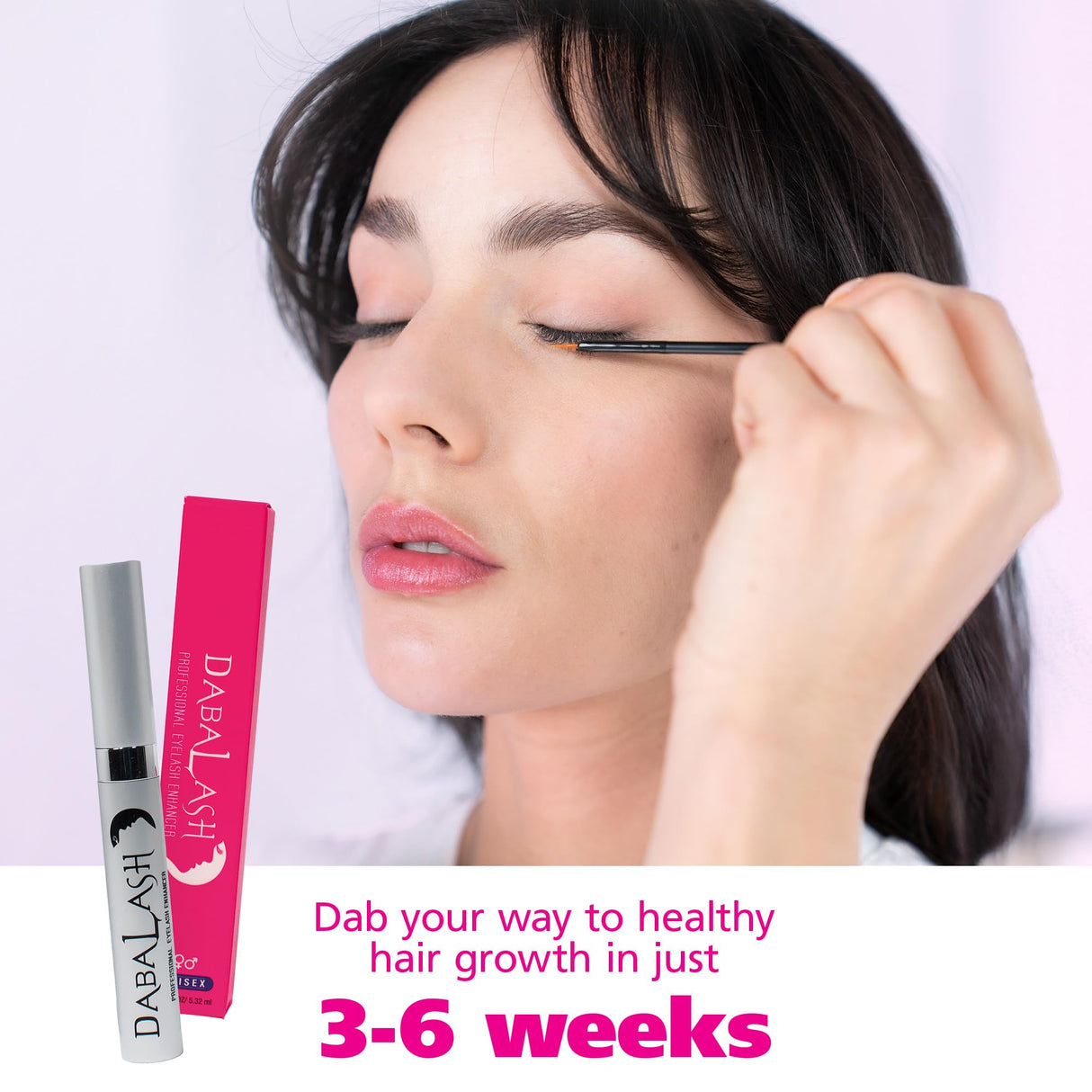 DABALASH Professional Eyelash & Eyebrow Growth Serum with Castor Oil – Promotes the Appearance of Naturally Longer, Fuller, Thicker & Stronger Lash + Brow Hair – 0.18 oz