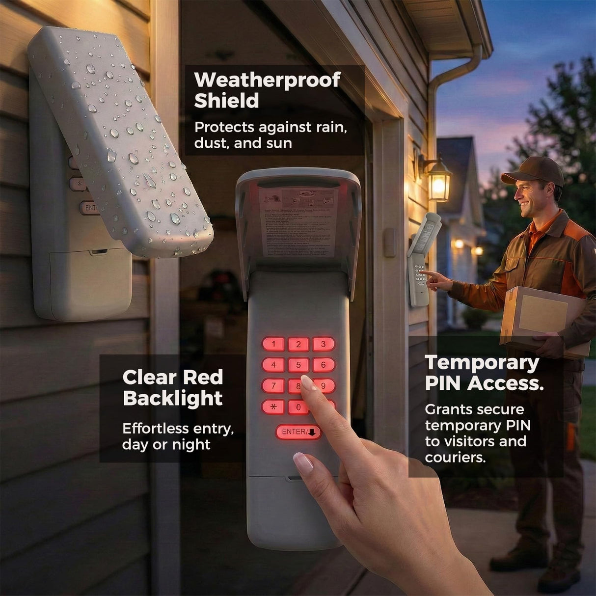 3-in-1 Universal Garage Door Opener Keypad with 2 Keychain Remote Compatible with Liftmaster Chamberlain Craftsman with Yellow Purple Red Orange Green Learn Button Replaces 877MAX 878MAX 893MAX 973LM