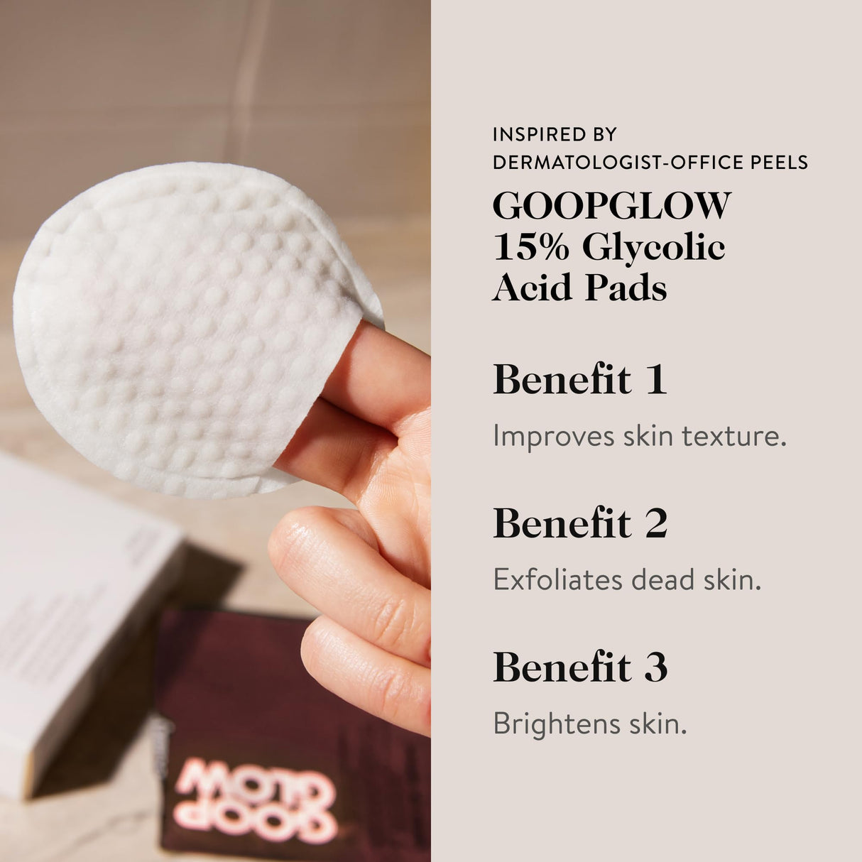 goop Beauty 15% Glycolic Acid Exfoliating Pads | Inspired by a Professional Chemical Peel | Refines & Retexturizes for Glowing Skin | Paraben and Silicone Free | 12 pack