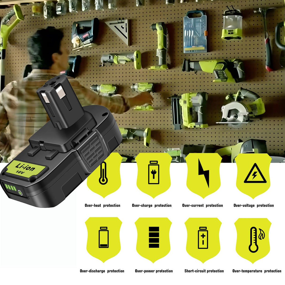 ULDERTRA 2Pack P103 3.5Ah Replacement for Ryobi 18V Battery and Charger Combo Compatible with Ryobi 18V ONE+ Cordless Tools