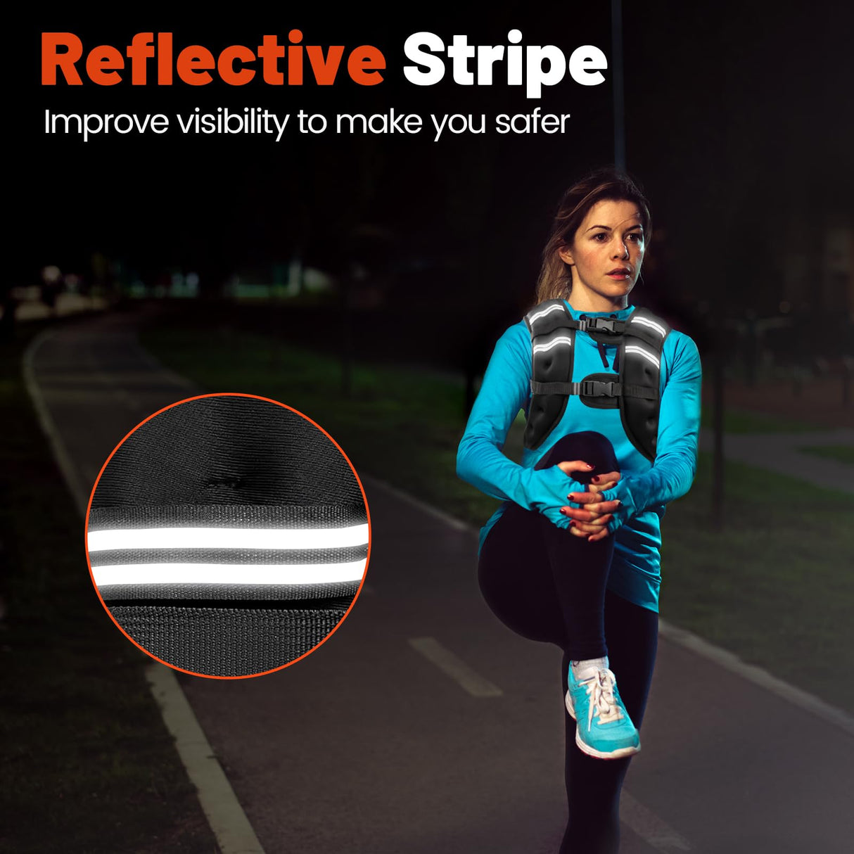 Poudee Weighted Vest, 8LB Weight Vest for Men Women, Body Weight Vests Adjustable with Reflective Stripe for Strength Training, Running, Training Workout, Jogging, Walking - 8LB