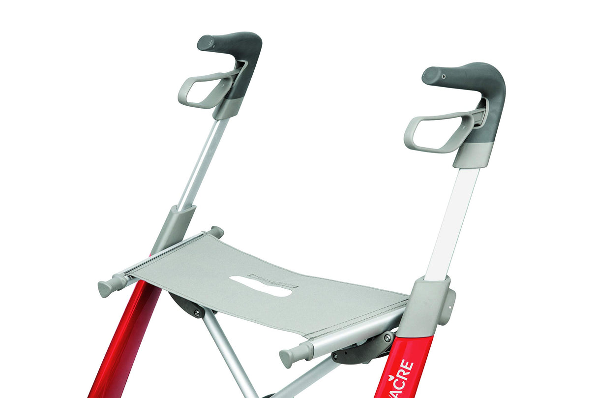 byACRE Carbon Ultralight Rollator Walker with Organizer Bag, Red, Regular Track