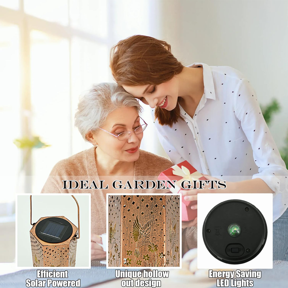 Gifts for Women Men Mom Hummingbird Solar Lights Outdoor - Christmas Decorations, Mothers Day Gifts, Solar Lanterns Outdoor Waterproof Garden Decor for Outside, Patio, Yard