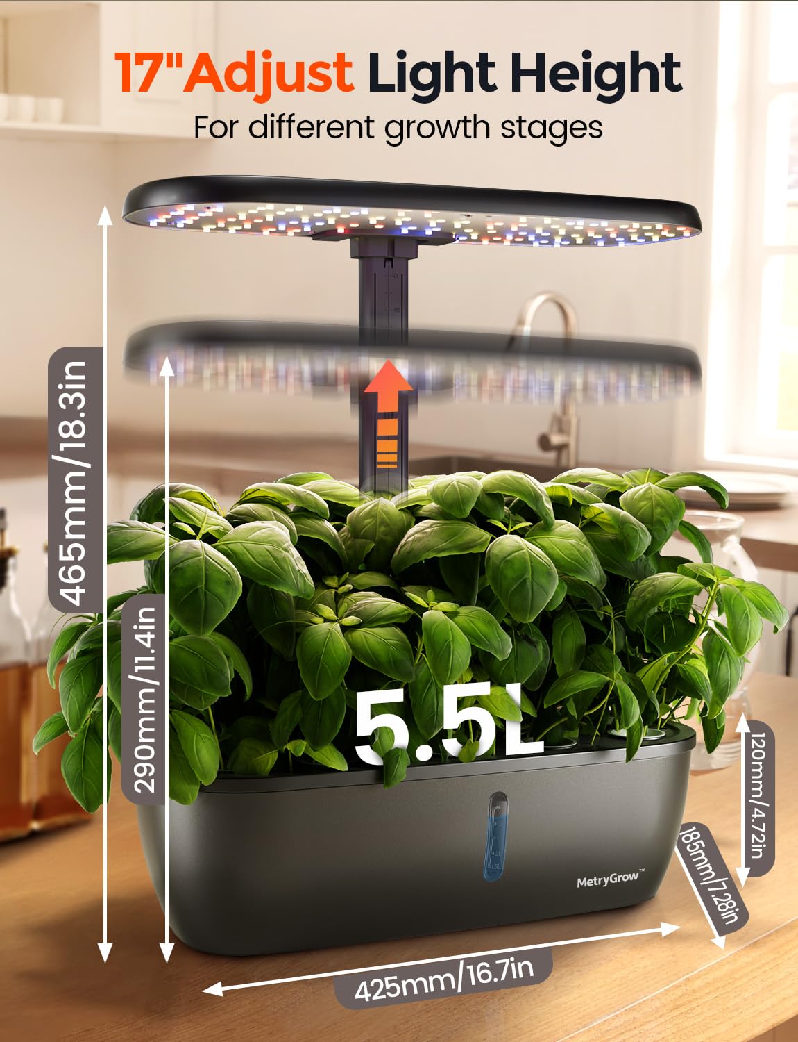 MG-15 Hydroponic Growing System Kits, Smart Indoor Garden with 24W Grow LED Light Full Spectrum, 15 Pods Herb Garden Planter Indoor Gardening for Gifts, Kitchen