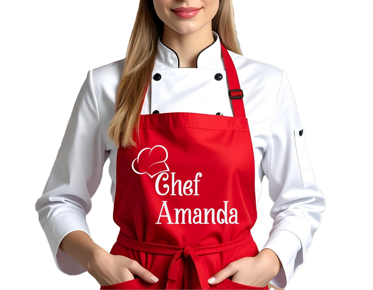 Chef Apron with Custom Name, Personalized Gifts for Men, Gifts for Women, Aprons for Women with Pockets, Valentines Day Gifts, Father's Day Gifts, Christmas Gifts, Anniversary, Mother's Day Gifts