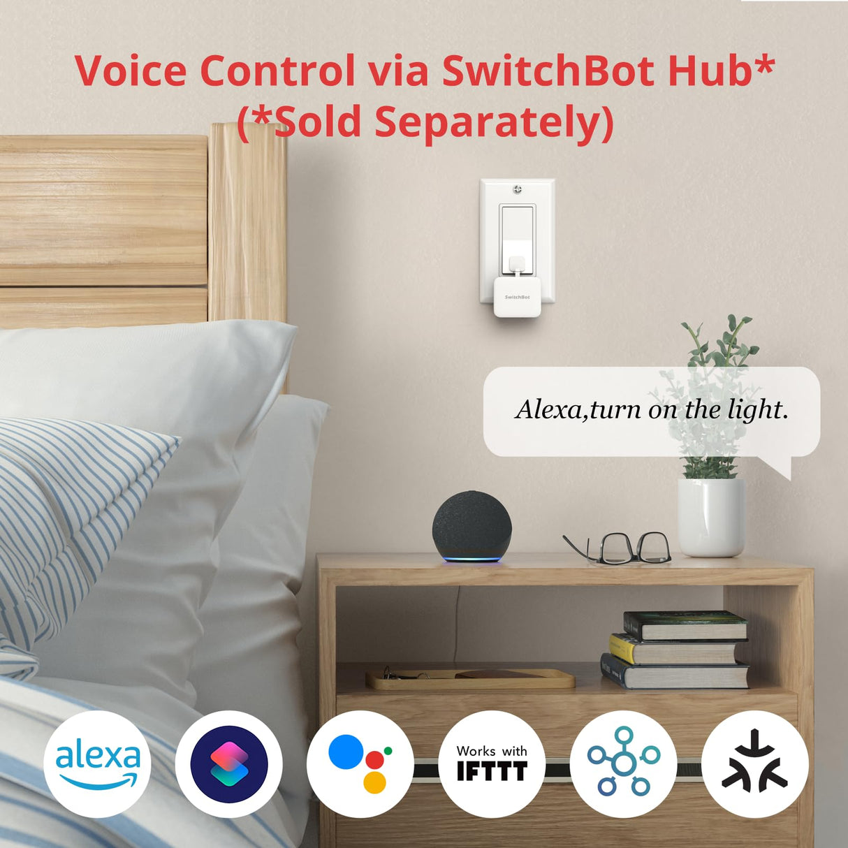 Switchbot Smart Switch Button Pusher (Bluetooth) – Fingerbot for Rocker Switch/One-Way Buttons, App Timer Control, No Wiring, Optional Hub Required for Voice/Remote, White