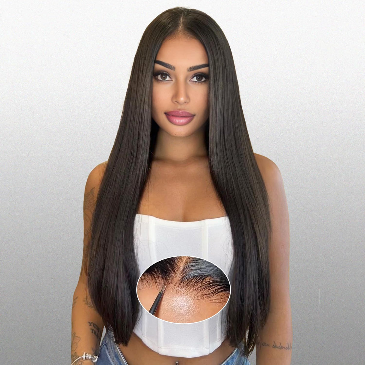 Glueless Wigs Human Hair Pre Plucked Pre Cut 6x4 Straight Lace Front Wigs Human Hair 20 Inch Hd Lace Front Closure Wigs for Women 180% Density Wear and Go Glueless Wig Ready to Wear Natural Black