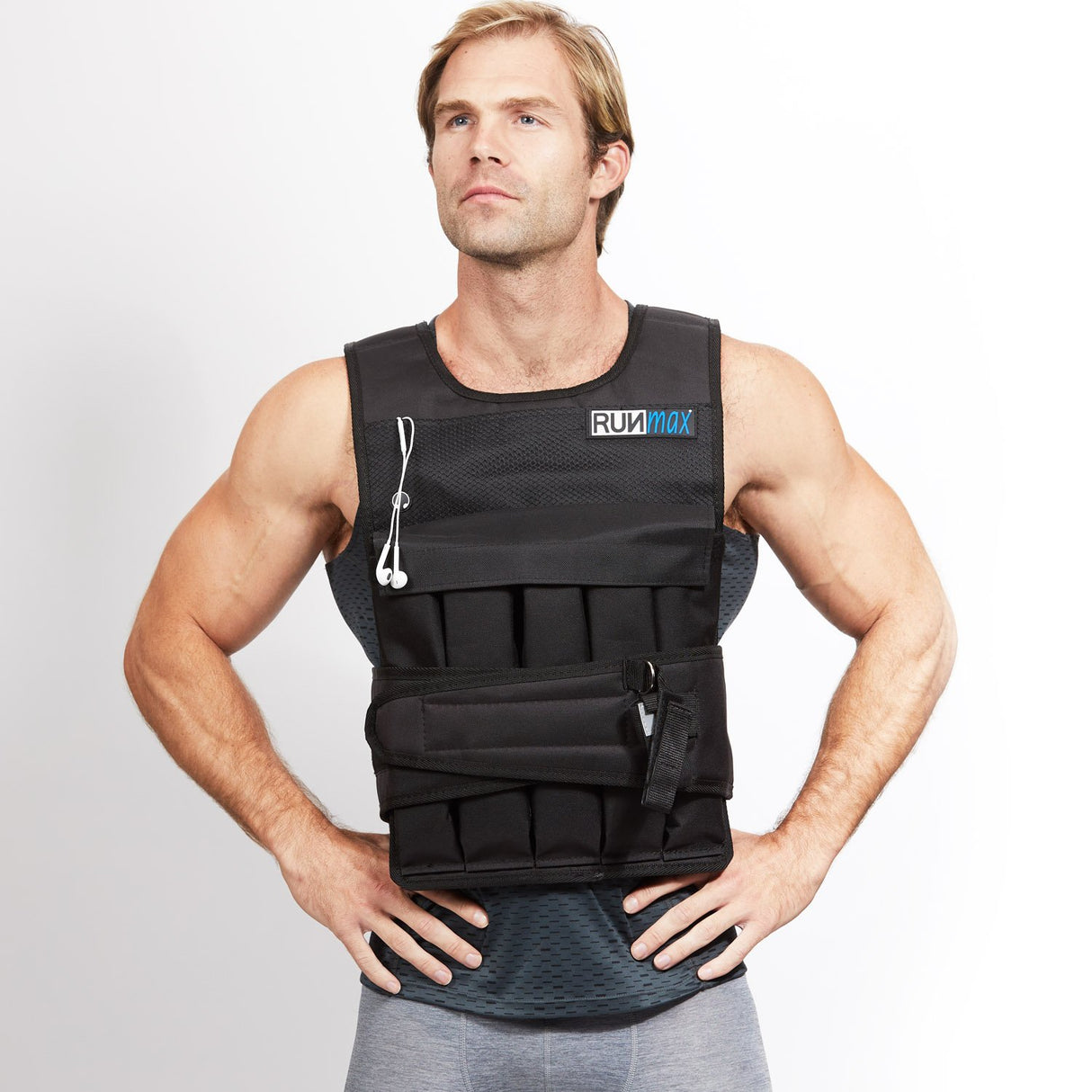 RUNmax 12lb-140lb Weighted Vest (Without Shoulder Pads, 40lb), Black