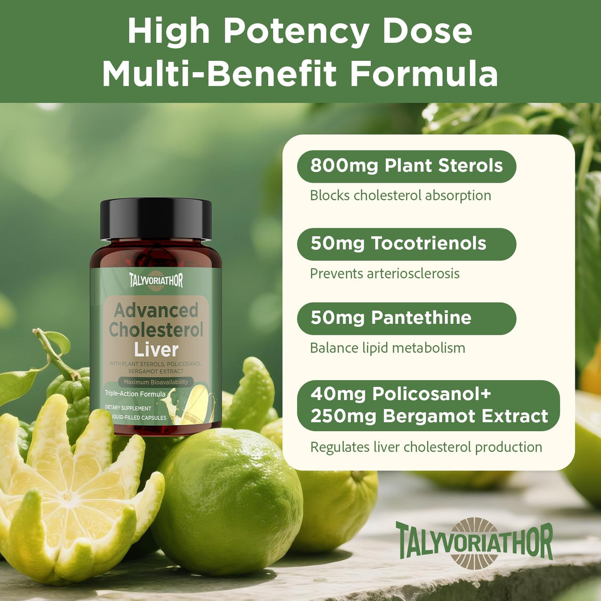 Advanced Cholesterol Supplements | Liquid-Filled Capsules for Better Absorption | Plant Sterols, Policosanol, Bergamot Extract | Triple-Action Formula,90 Capsules