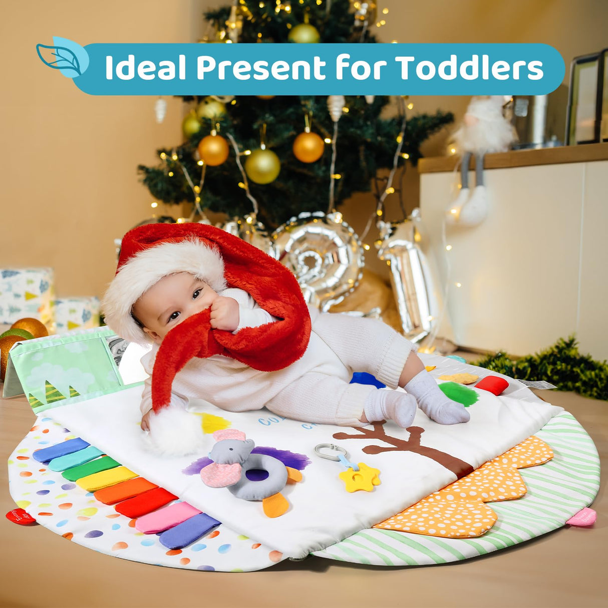 BLF FUN Sensory Baby Play Mat, Montessori Inspired Play Gym Mat for Infants, Machine Washable Activity Mat, Christmas Birthday Gifts for Toddlers 0-6-12-18 Months