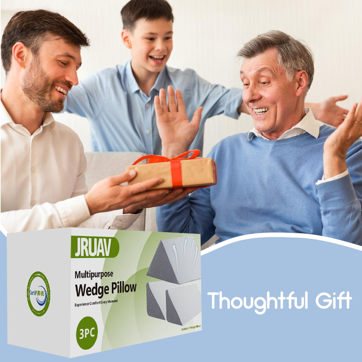 Wedge Pillow for Back Pain Relief: Bed Wedges Pillow for Sleeping (3 in 1) Elevated Pillows Memory Foam Triangle Support for Acid Reflux Post Surgery Body Positioners Pregnancy Side Sleepers Knee