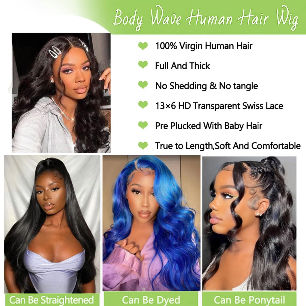 30 Inch Body Wave Lace Front Wigs Human Hair 13x6 HD Transparent Lace Front Wigs Human Hair Pre Plucked 180% Density Brazilian Virgin Hair Glueless Frontal Wigs Human Hair for Women Natural Black