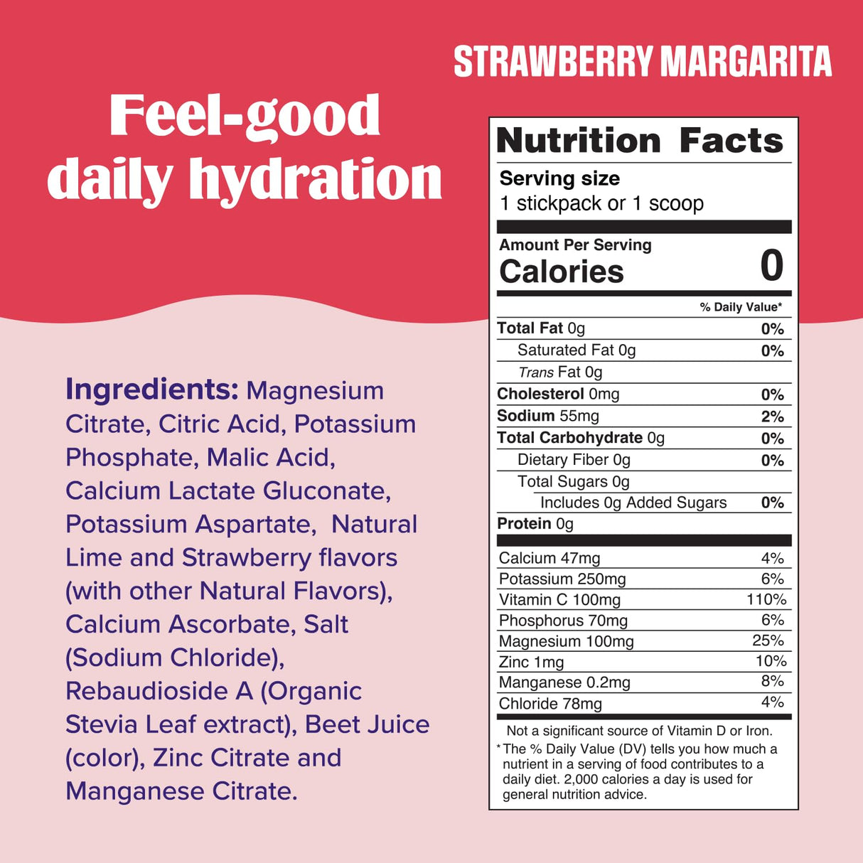Ultima Replenisher Daily Electrolyte Powder Drink Mix - Sugar Free - Strawberry Margarita, 16 Stickpacks - Hydration Packets with 6 Electrolytes and Trace Minerals - Keto Friendly, Vegan, Non-GMO