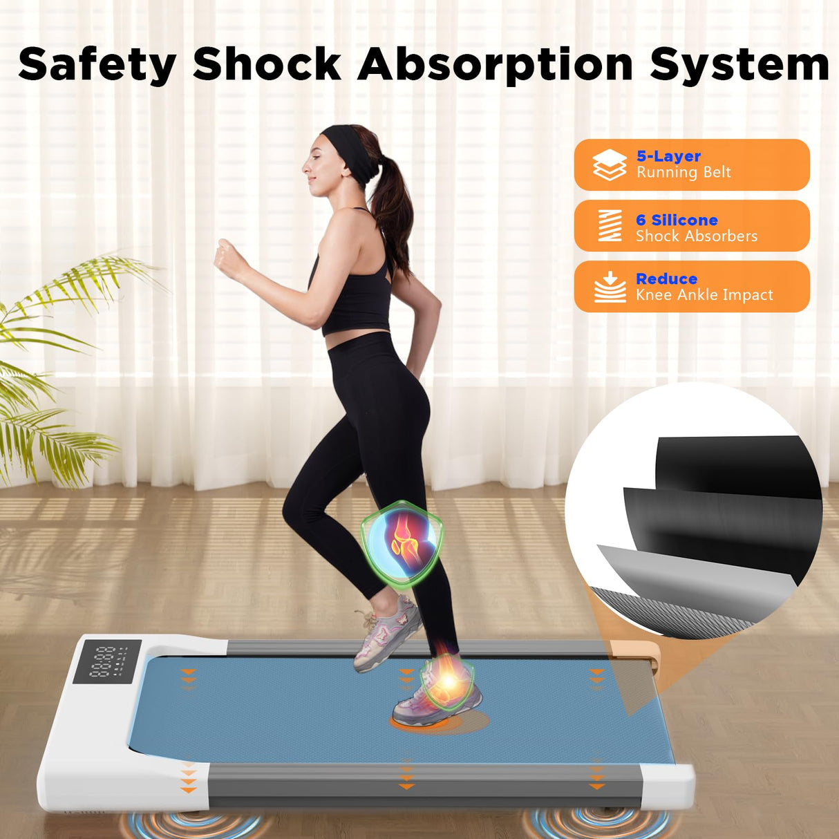 SupeRun Walking Pad, Under Desk Treadmill, 3 in 1 Portable Treadmill with Remote Control LED Display, 2.2 HP Quiet Walking Jogging Machine for Office Home Use, 300 Lbs Capacity