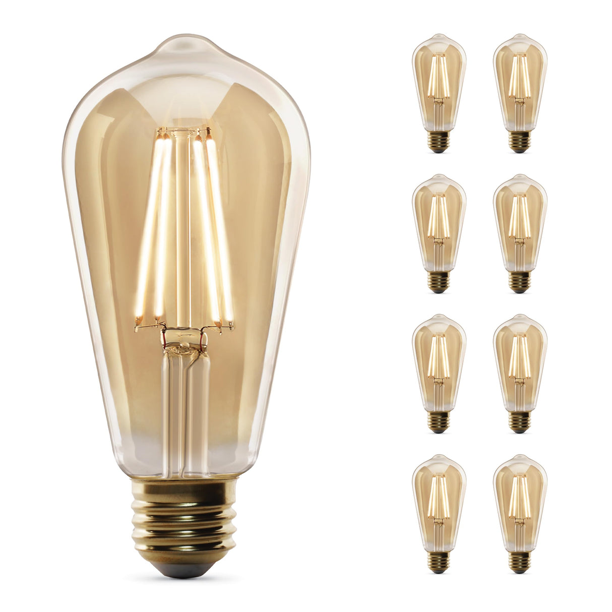 Feit Electric Vintage Exposed Filament Clear Glass LED ST19 with a Medium E26 Base Light Bulb - 60W Equivalent - 10 Year Life - 400 Lumen - 2100K Soft White - Dimmable | Original Vintage