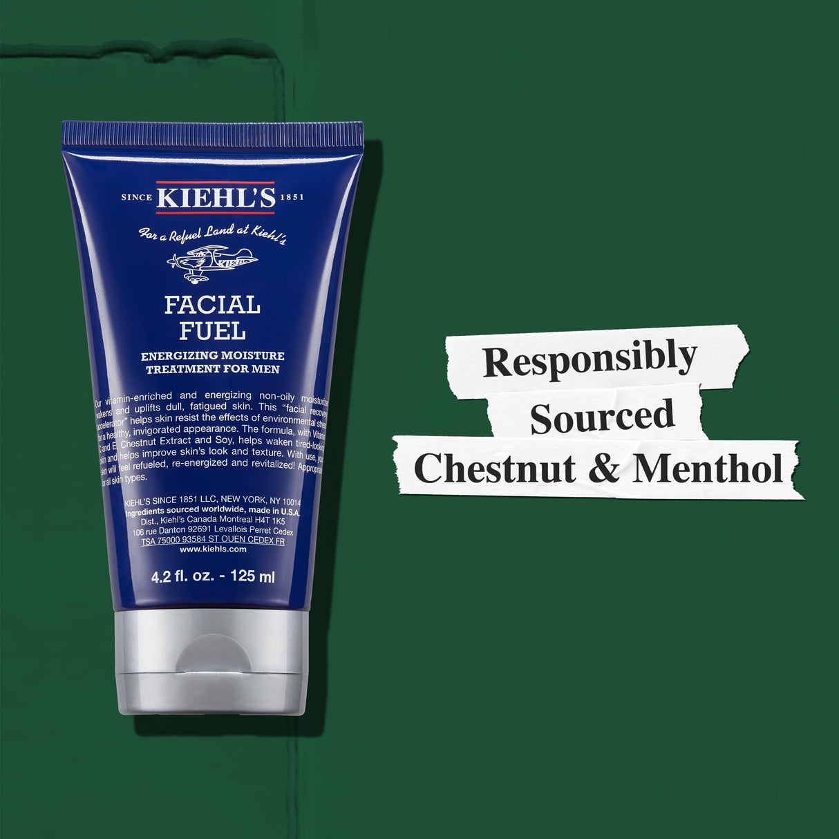 Kiehl's Facial Fuel Moisturizer, Men's Face Cream, with Vitamin C and Caffeine that Contain Antioxidants to Help Energize and Reduce Dullness, Non-Greasy, Paraben, and Sulfate Free - 6.8 fl oz