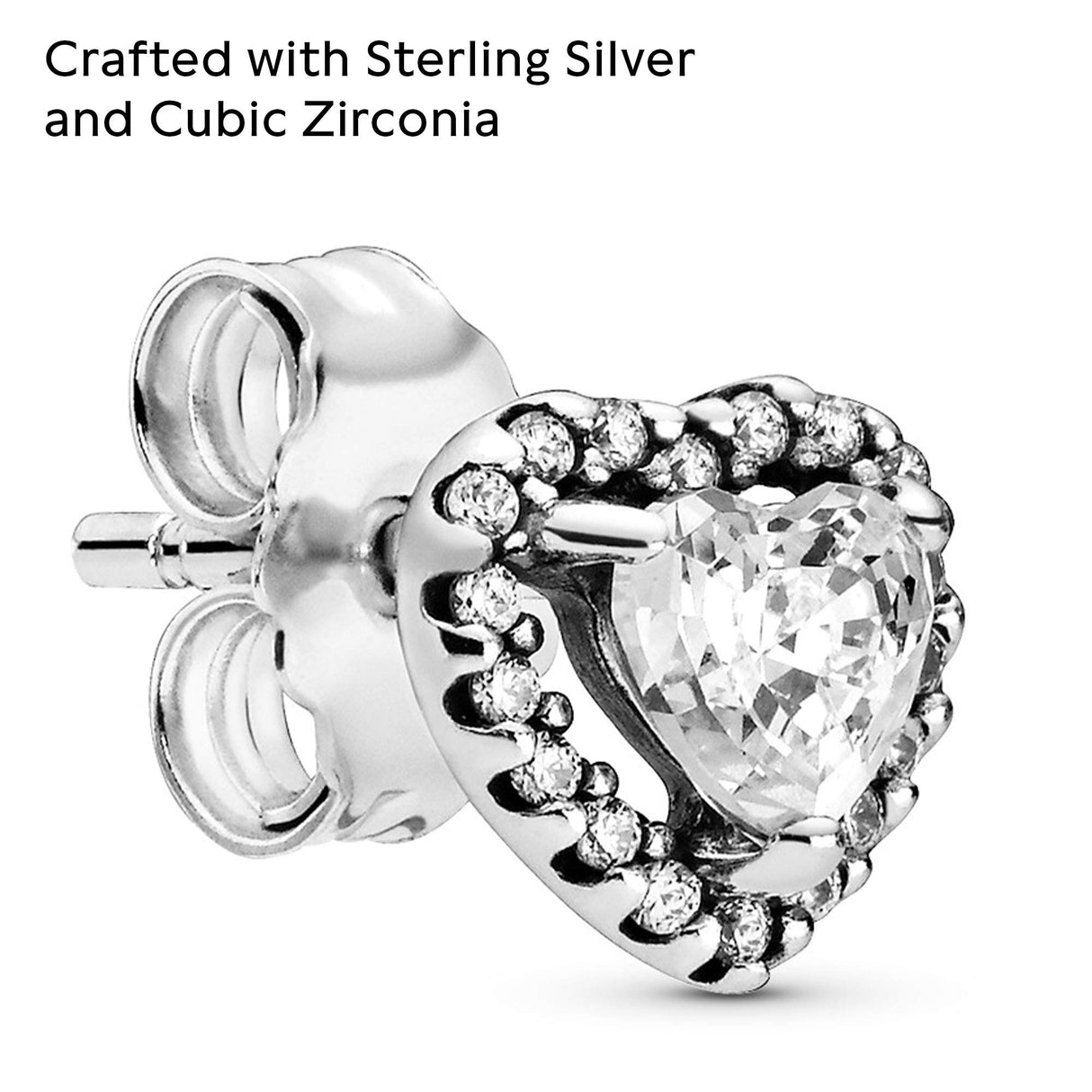 PANDORA Elevated Heart Stud Earrings - Timeless Earrings for Women - Gift for Her - Made with Sterling Silver & Cubic Zirconia - With Gift Box