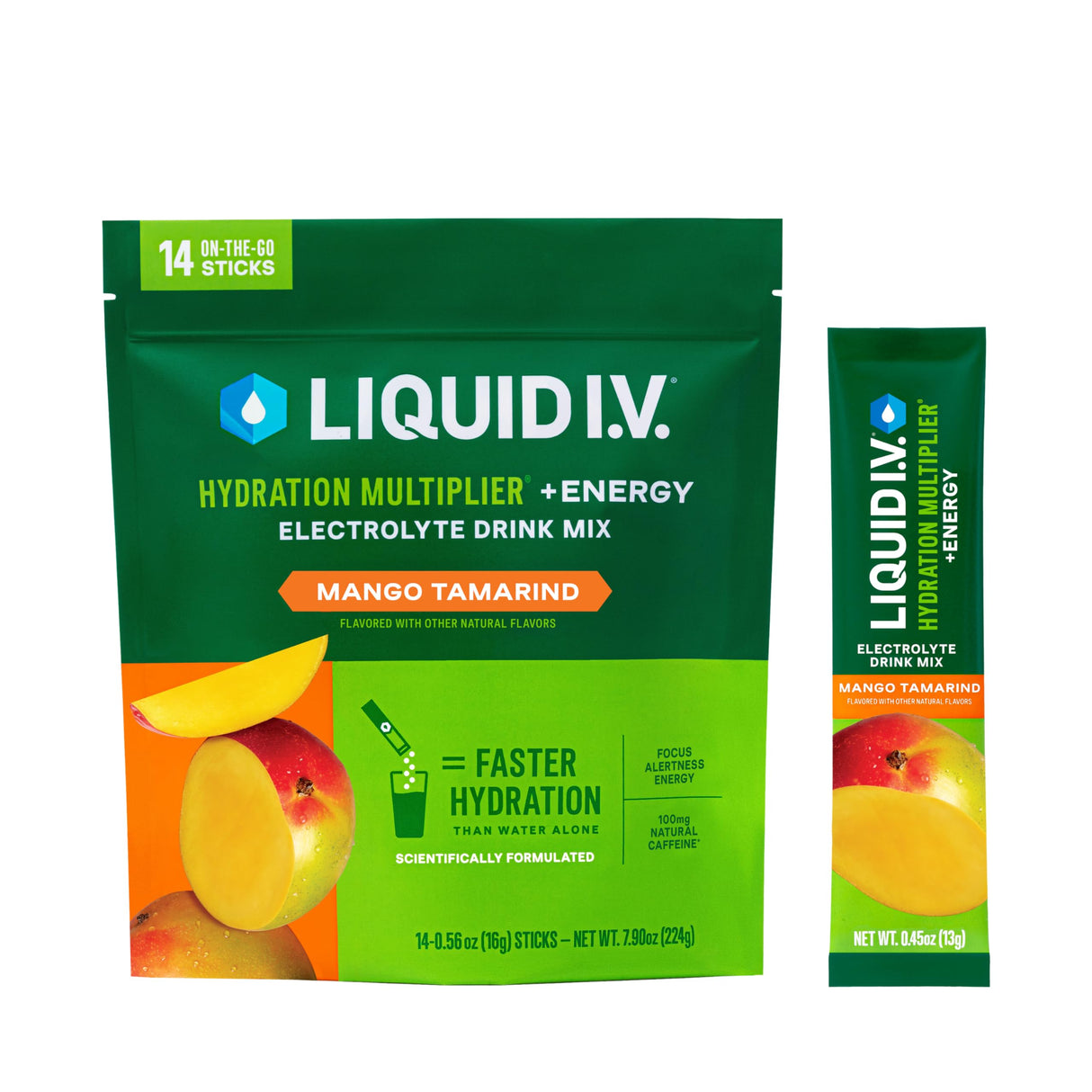 Liquid I.V.® Hydration Multiplier +Energy - Mango Tamarind | Electrolyte Powder Drink Mix | 1 Pack (14 Servings)