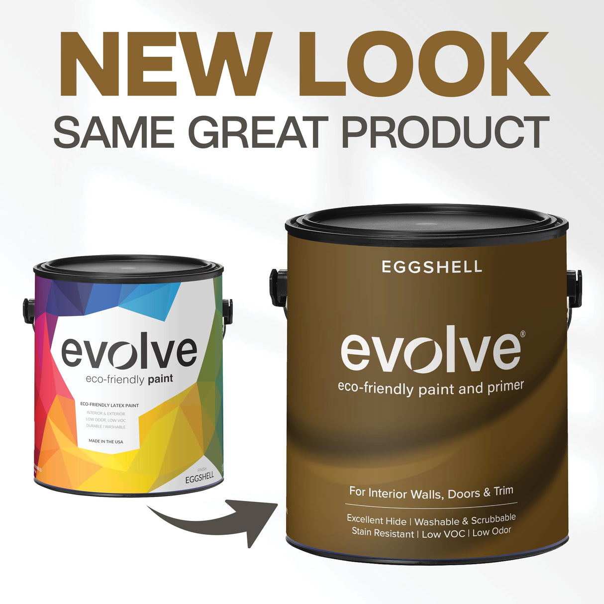 EVOLVE Interior Paint & Primer, Eggshell (Warm Gray), 5 Gallon – One-Coat Coverage, Excellent Hide, Low VOC, Low Odor, Washable Paint for Walls, Doors & Trim