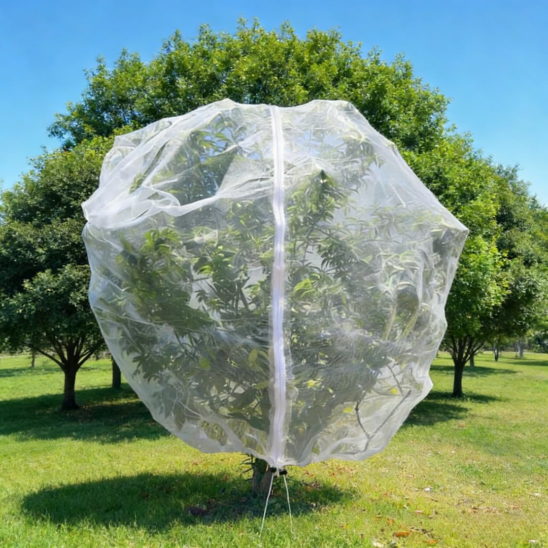 1 Pack 15x15ft Extra Large Fruit Tree Netting with Double Zipper & Double Drawstring, Heavy Duty Bird Netting for Fruit Trees, Reusable Tree Net to Protect Large Trees from Birds, Squirrels, Deer