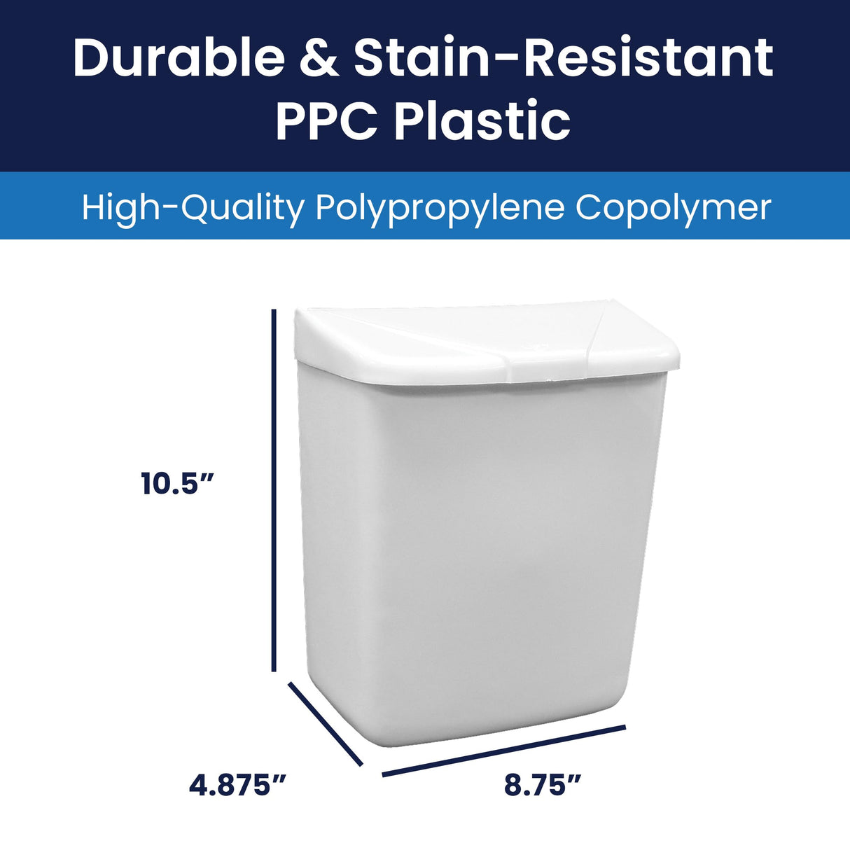 Hospeco Feminine Hygiene Receptacle White ABS Plastic 250-201W