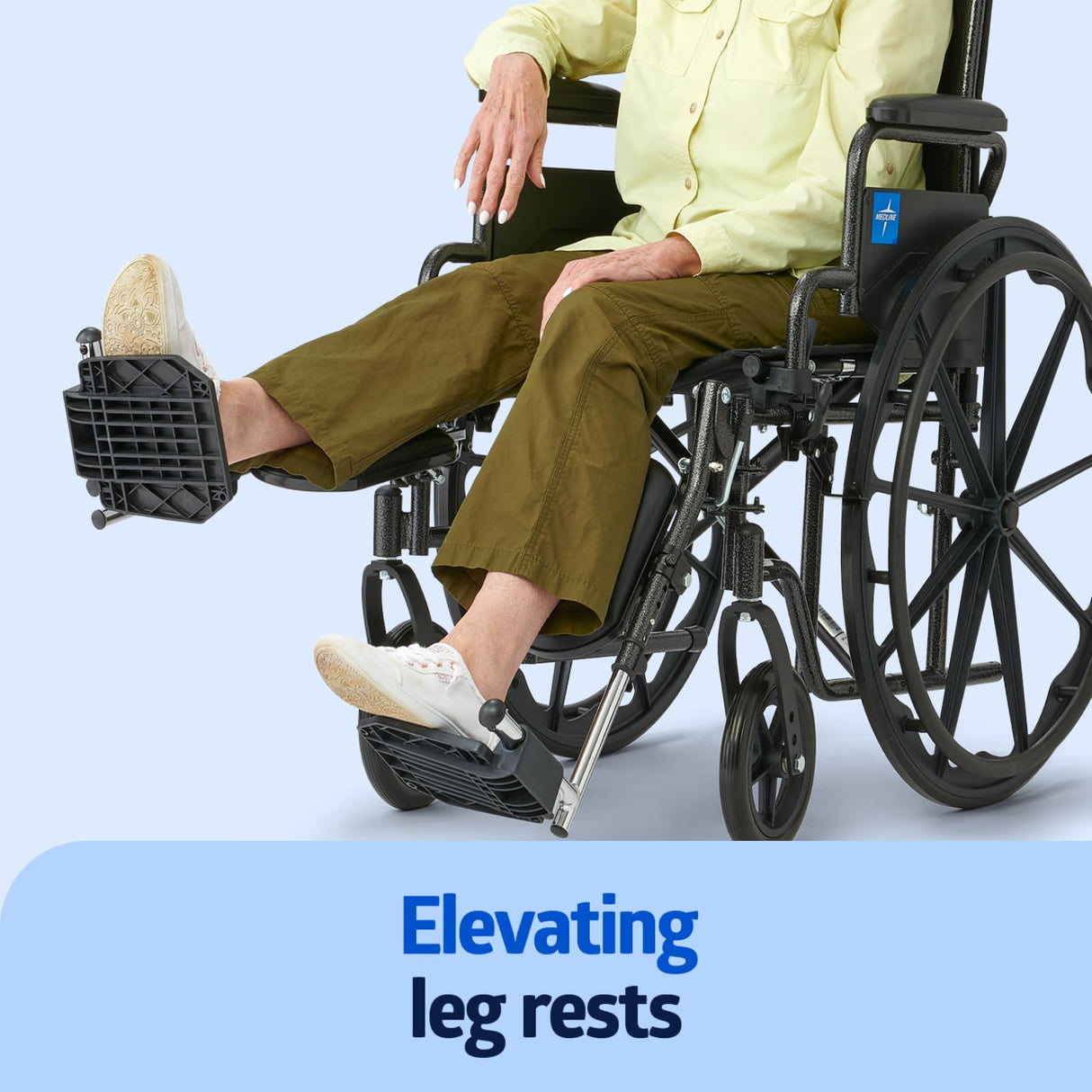 Medline Lightweight Wheelchair for Adults With Swing-Back, Desk-Length Arms, Elevating Leg Rests; 20" x 16"D Seat