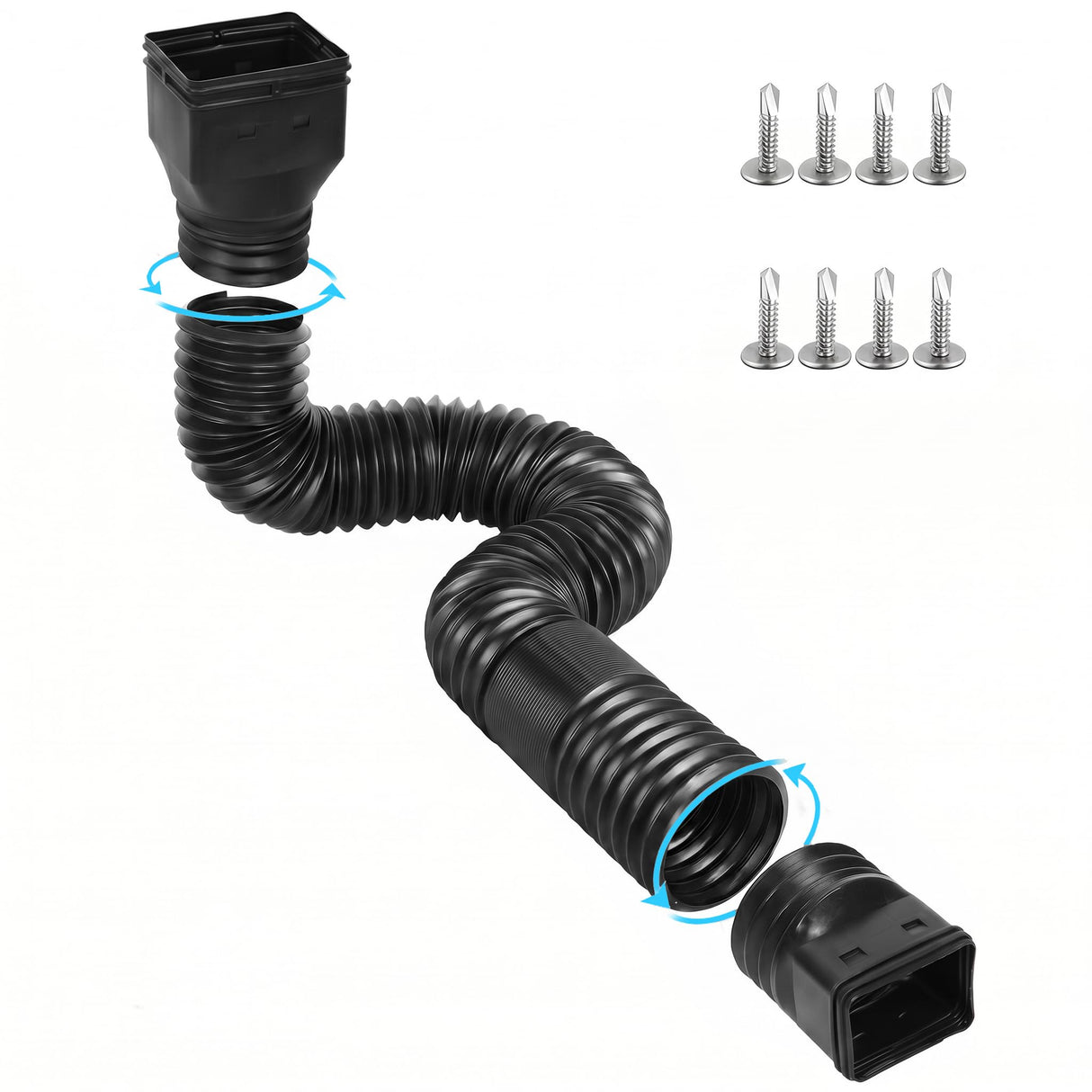 Ogutter Rain Gutter Downspout Extensions, Downspout Extender for Rainwater Drainage Flexible, Down Spout Drain Extension Pipe and Extendable from 21 to 66 Inches (Black)
