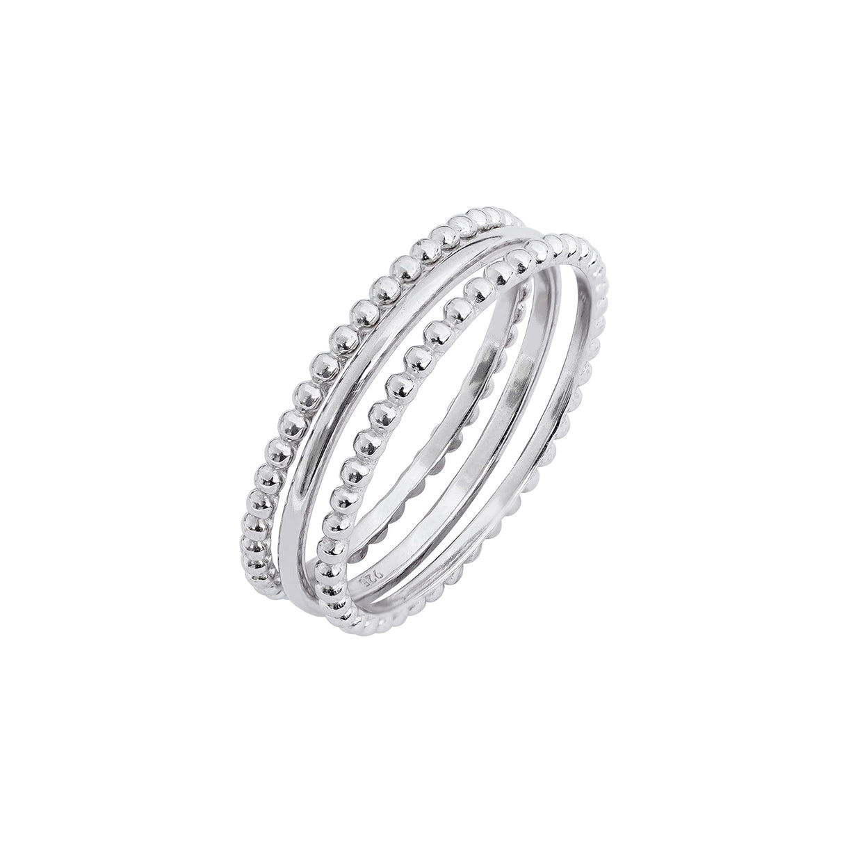 Amazon Essentials Rhodium Plated Sterling Silver Stacking Ring Set of 3 Size 8, Silver