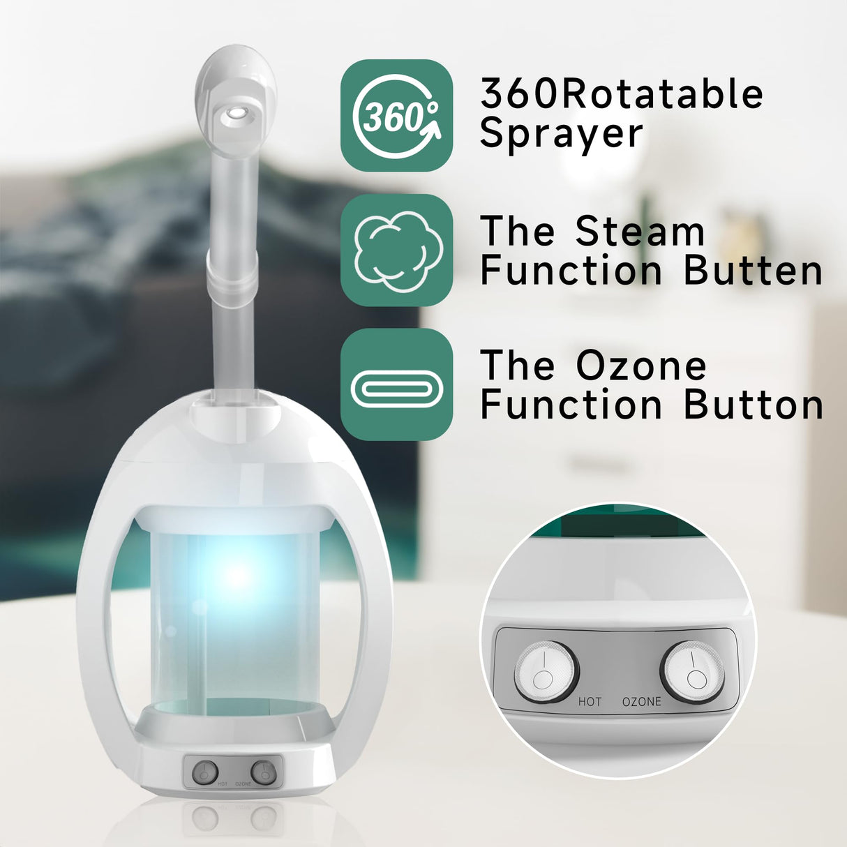 Facial Steamer, Face Steamer for Esthetician and Nano Ionic Portable Ozone Steamer for Face, Professional Facial Steamer for Home Facial Spa.