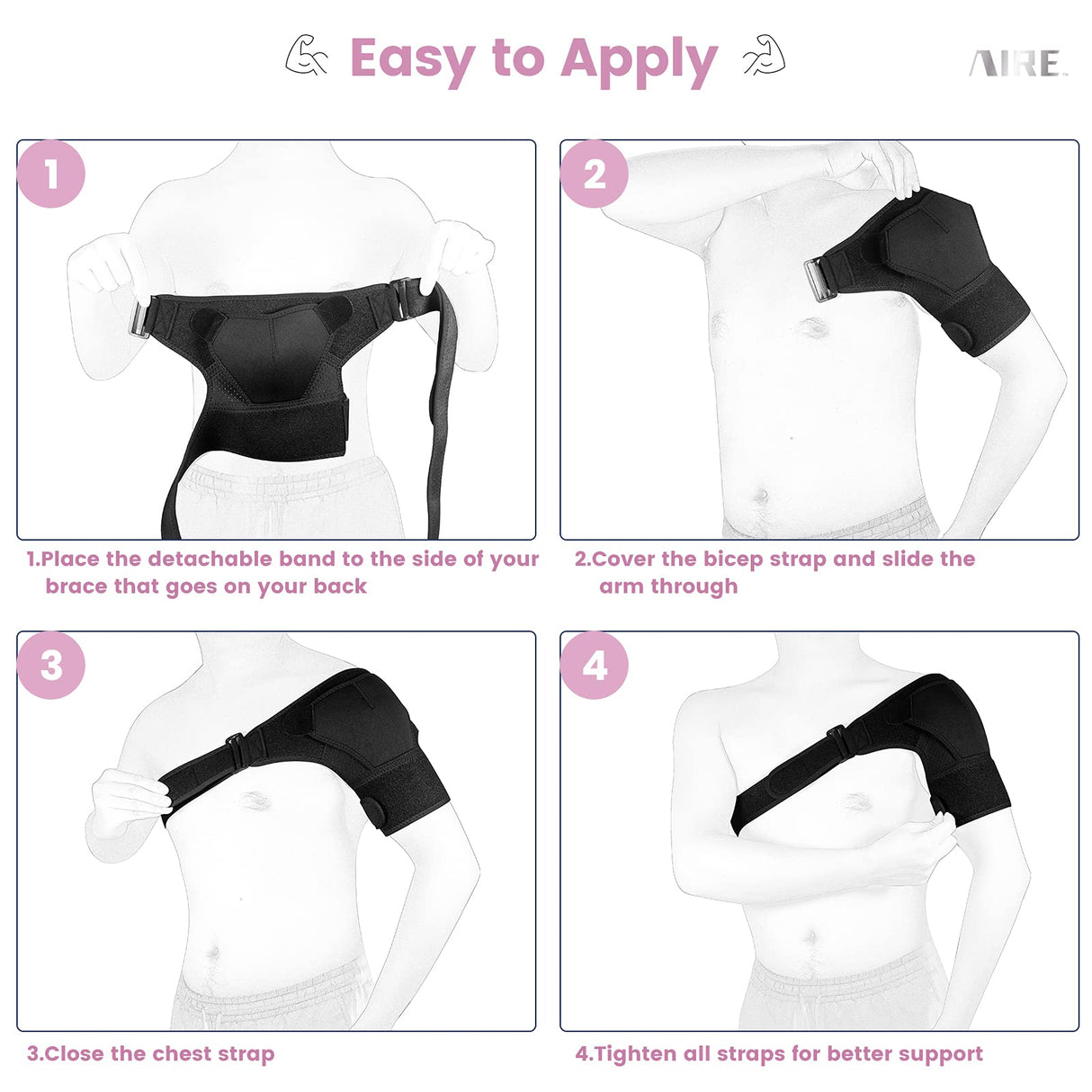 Shoulder Brace for Women and Men Recovery Shoulder. Adjustable Shoulder Support for Rotator Cuff, AC Joint Pain Relief, Shoulder Injuries. Perfect Fit Shoulder Compression Sleeve (One Size Regular)