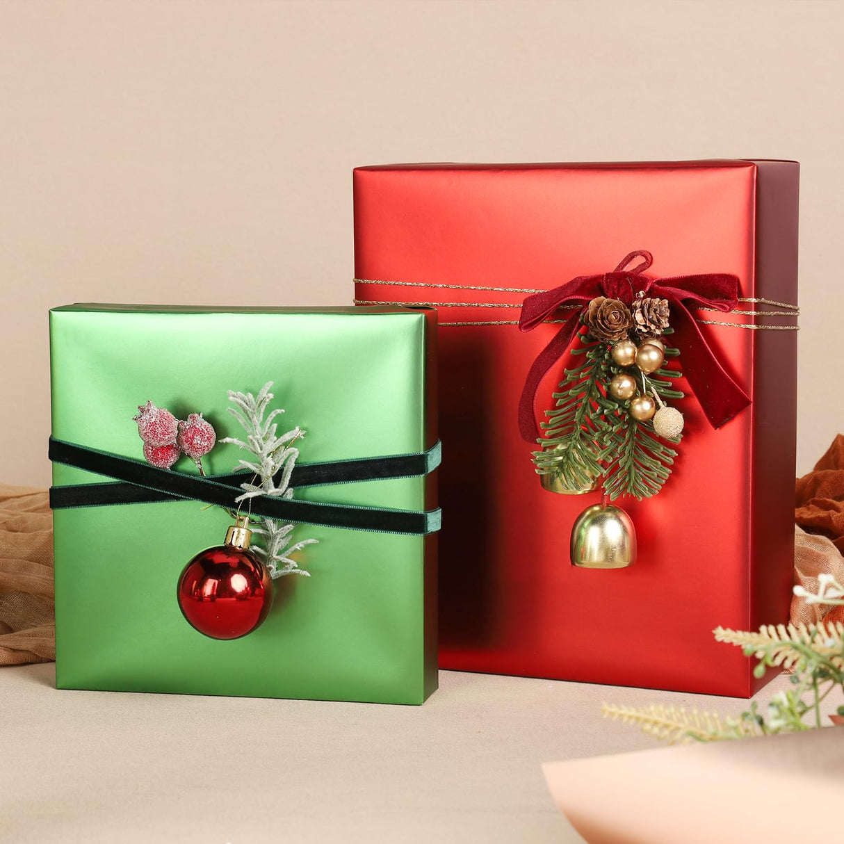 LaRibbons Red Christmas Wrapping Paper, Solid Color Matte Metal Gift Paper Jumbo Roll - 30 Inch x 33 Feet, Gift Wrapping Paper for Xmas, Holiday, Valentine's Day, Wedding, Birthday