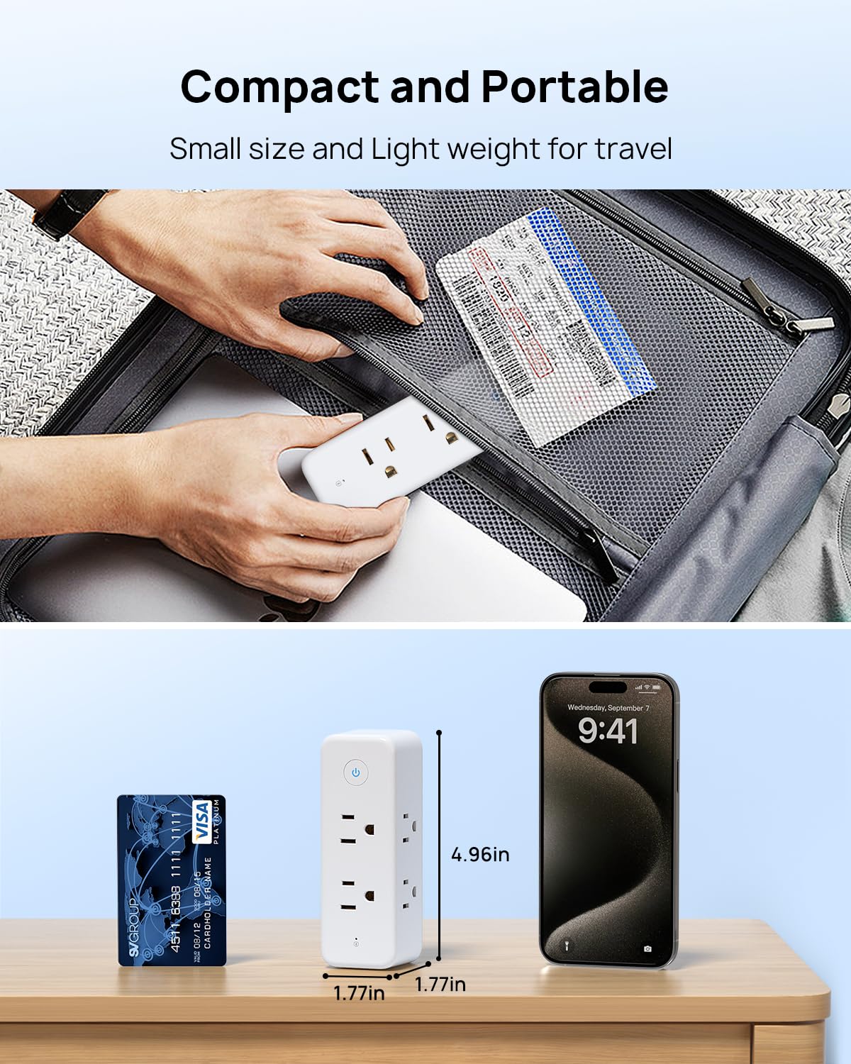TROND Outlet Extender with 360° Rotating Plug, 6 AC Outlet Splitter with On/Off Switch, Multi Plug Adapter with PD 20W USB C, 2 USB-A & 2 USB-C, 3 Way Wall Extension Outlet for Home Office Travel