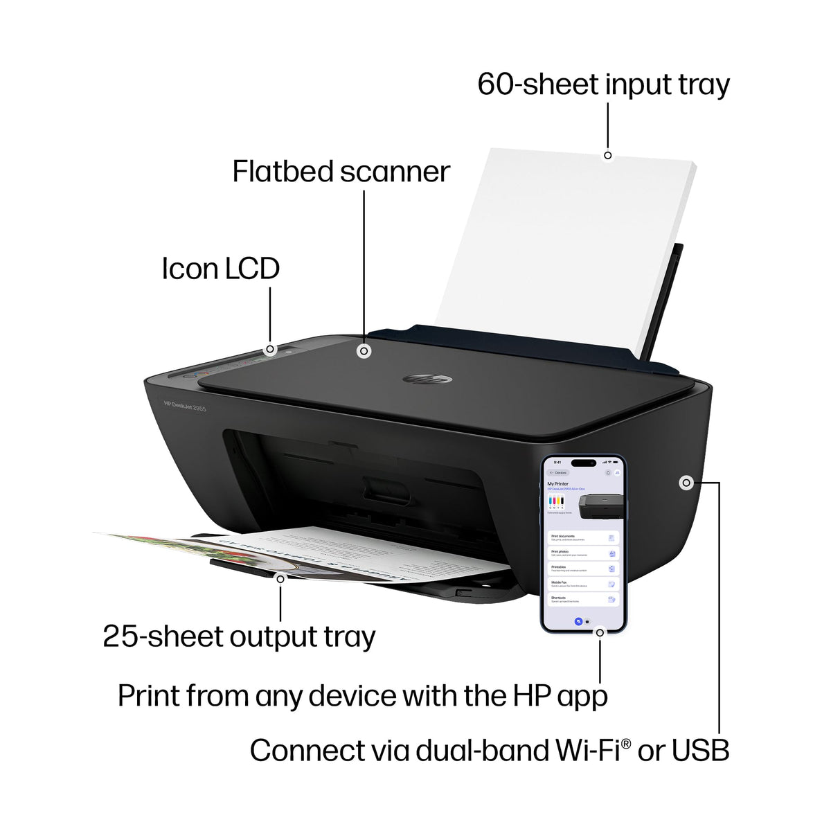 HP DeskJet 2955 Color Inkjet Printer | Wireless | All-in-One