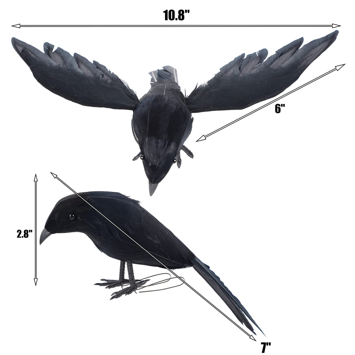 YOFIT Halloween Crow Decorations 6 Pack Fake Black Crows and Ravens