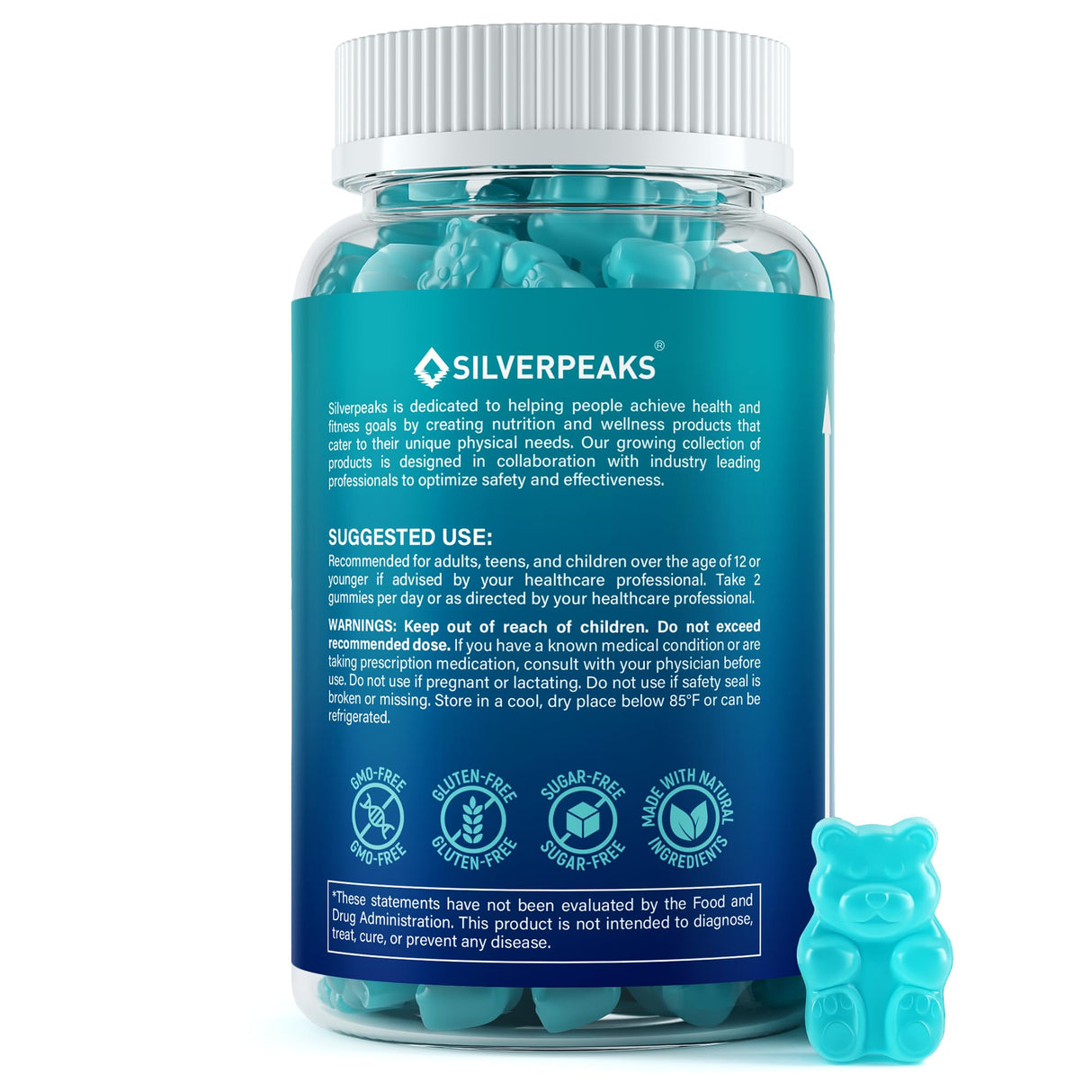 SILVERPEAKS Height Growth Gummies for Kids, Teens & Adults, Natural Growth Support Supplement with Calcium, Vitamin D3, K2, Magnesium, Zinc & More, Natural Height Growth Maximizer Supplement, 60 PCS