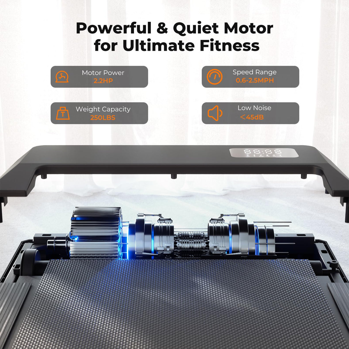 SupeRun Walking Pad, Under Desk Treadmill, 3 in 1 Portable Treadmill with Remote Control LED Display, 2.5 HP Quiet Walking Jogging Machine for Office Home Use, 250 Lbs Capacity