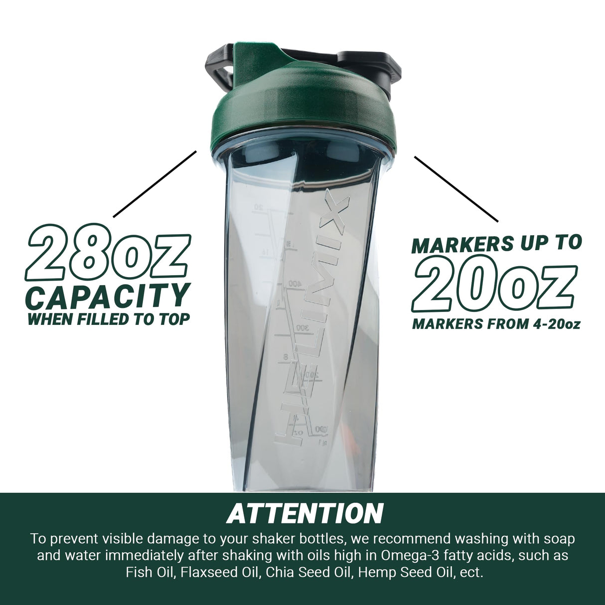 HELIMIX 2.0 Vortex Blender Shaker Bottle Holds upto 28oz | No Blending Ball or Whisk | USA Made | Portable Pre Workout Whey Protein Drink Shaker Cup | Mixes Cocktails Smoothies Shakes | Top Rack Safe