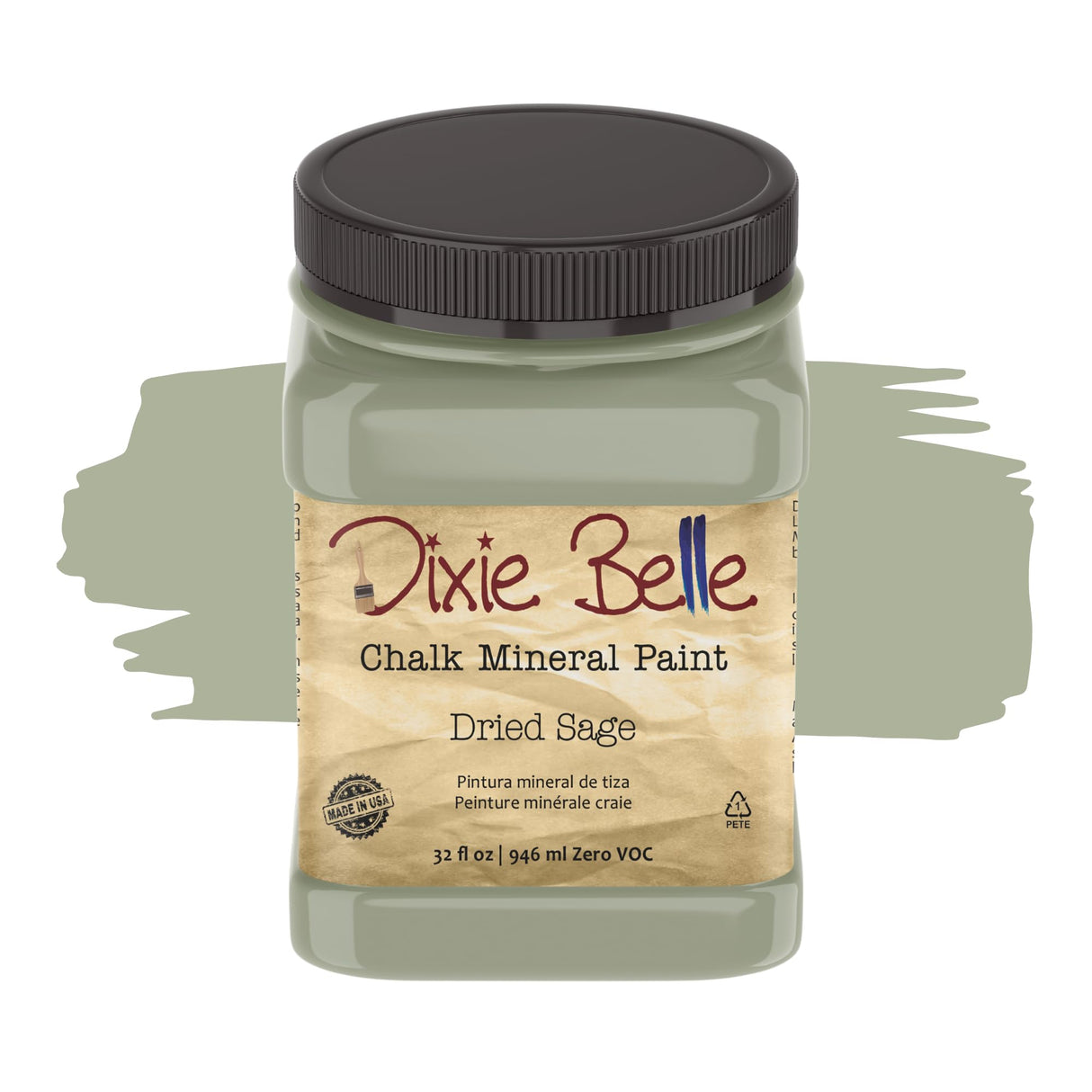Dixie Belle Paint Company Chalk Finish Furniture Paint - Dried Sage (32oz) - Matte Gray/Green Chic Chalk Mineral DIY Furniture Paint