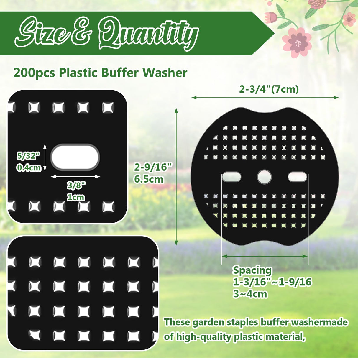 Gisafai 200 Pcs Landscape Staple Gasket Garden Landscape Staples Washer Pad Yard Pins Pad for Outdoor Weed Barrier Fabric Yard Tent (Black)