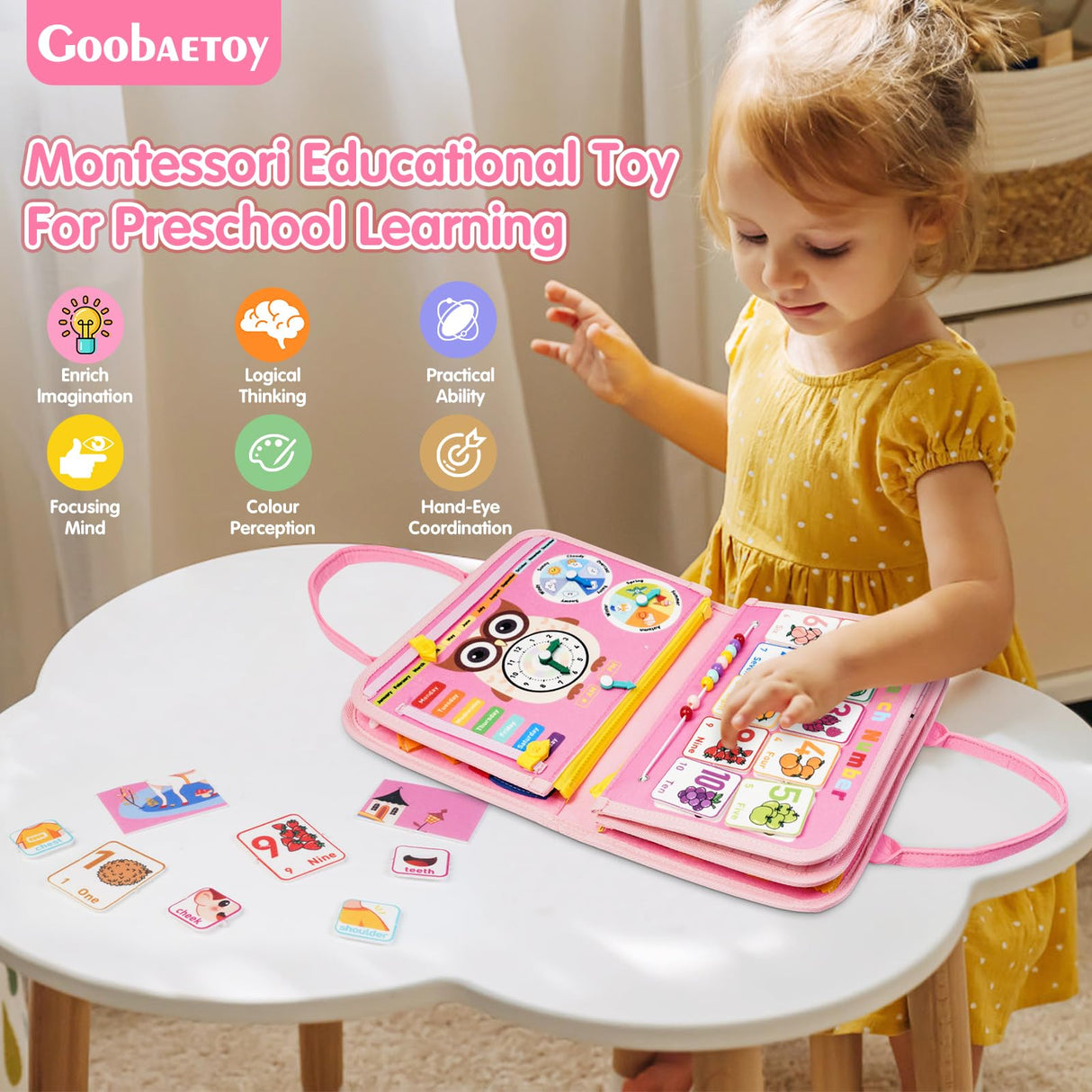 2 Year Old Girl Christmas Birthday Gift - Montessori Busy Board Book for Toddler Girls (Age 1-3), Sensory Learning Activity Toys, Road & Airplane Travel Toys